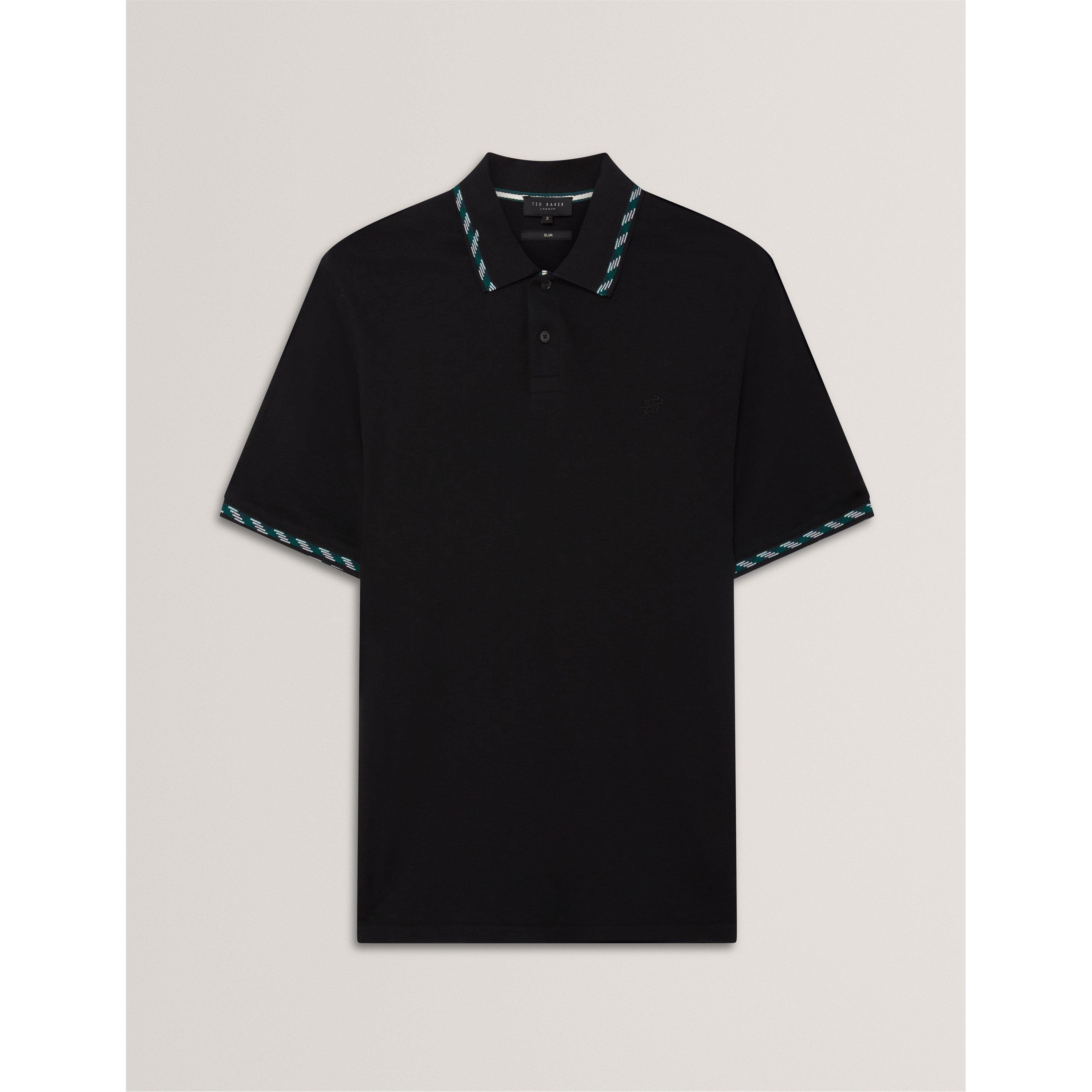 Ted Baker Men's Jacquard Short-Sleeve Polo Shirt - Black - 2XL (6)
