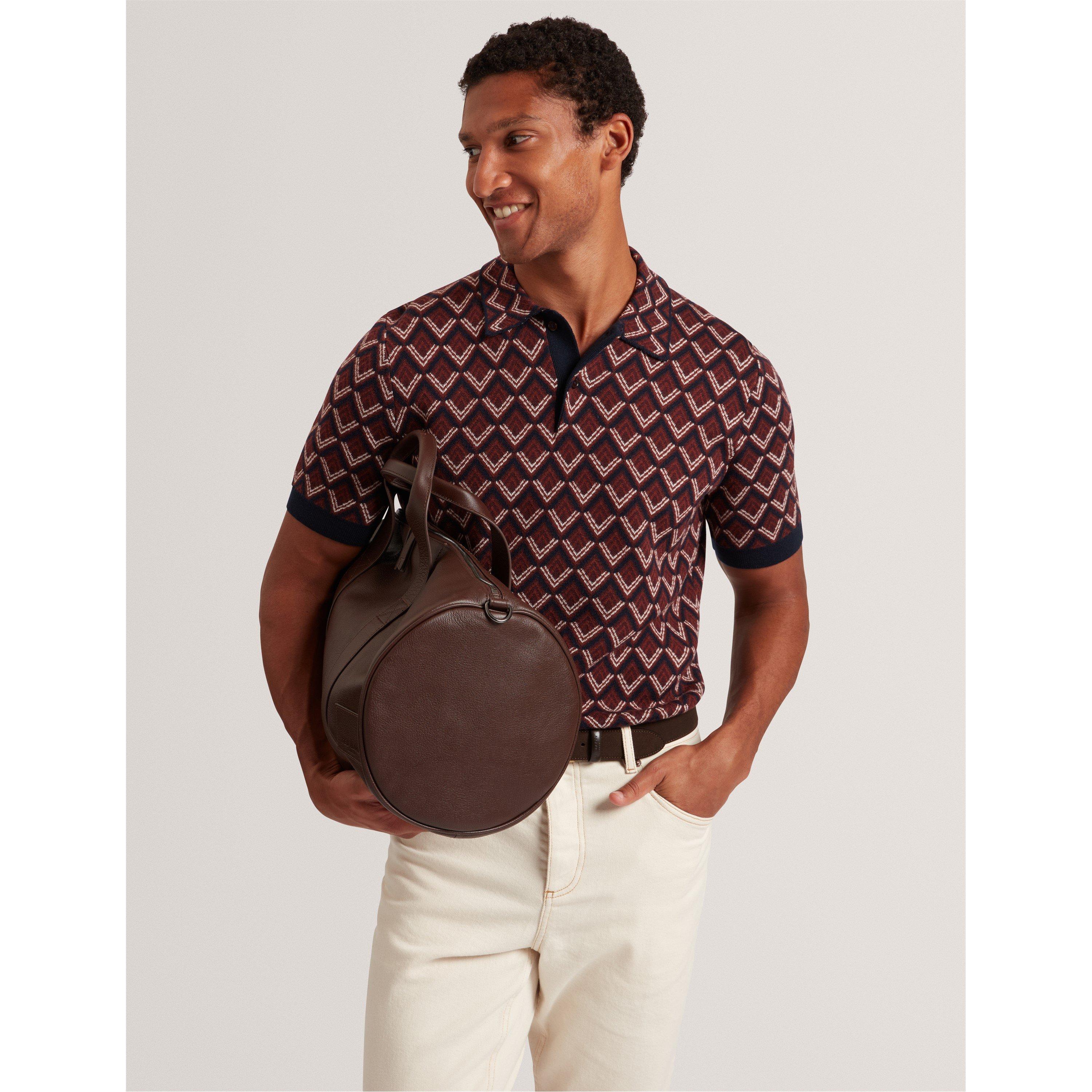 Maroon - Ted Baker - Men's Jacquard Short-Sleeve Polo Shirt - 2