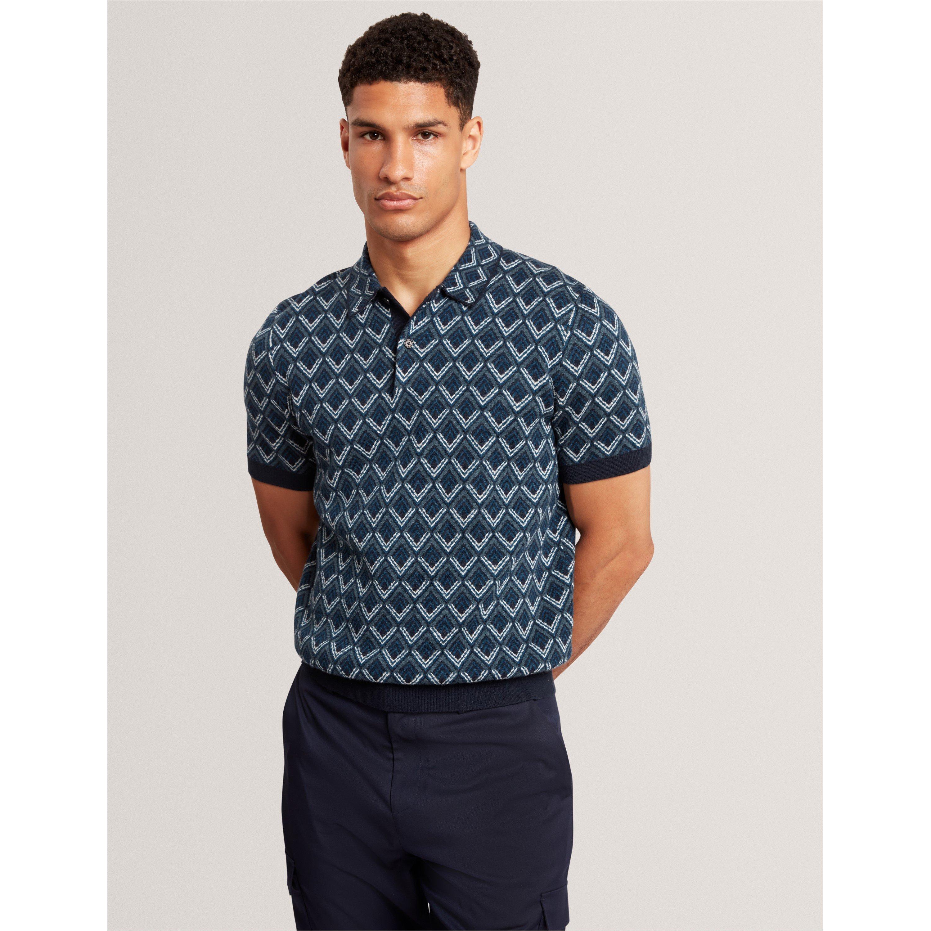 Blu navy - Ted Baker - Men's Jacquard Short-Sleeve Polo Shirt - 2