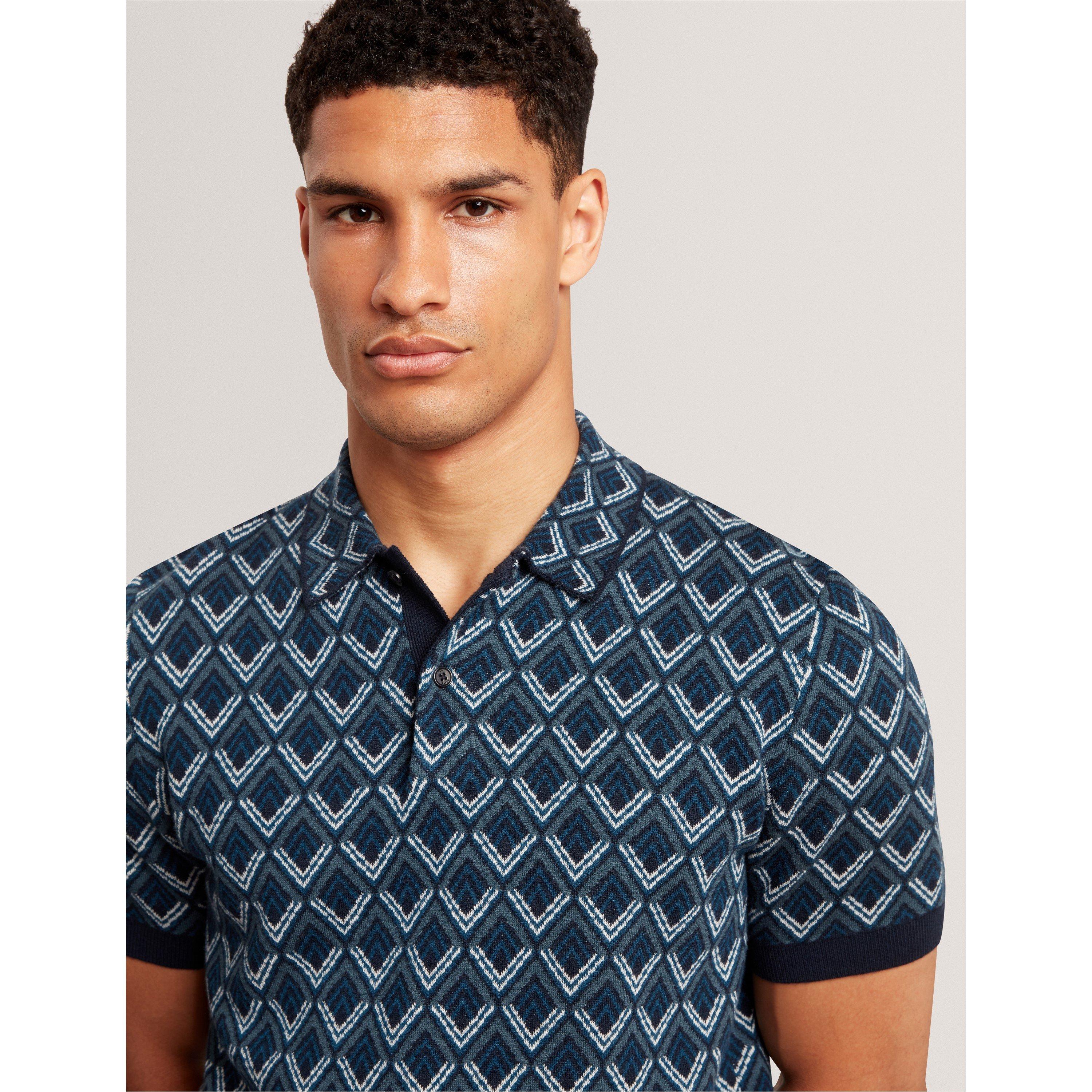 Blu navy - Ted Baker - Men's Jacquard Short-Sleeve Polo Shirt - 4