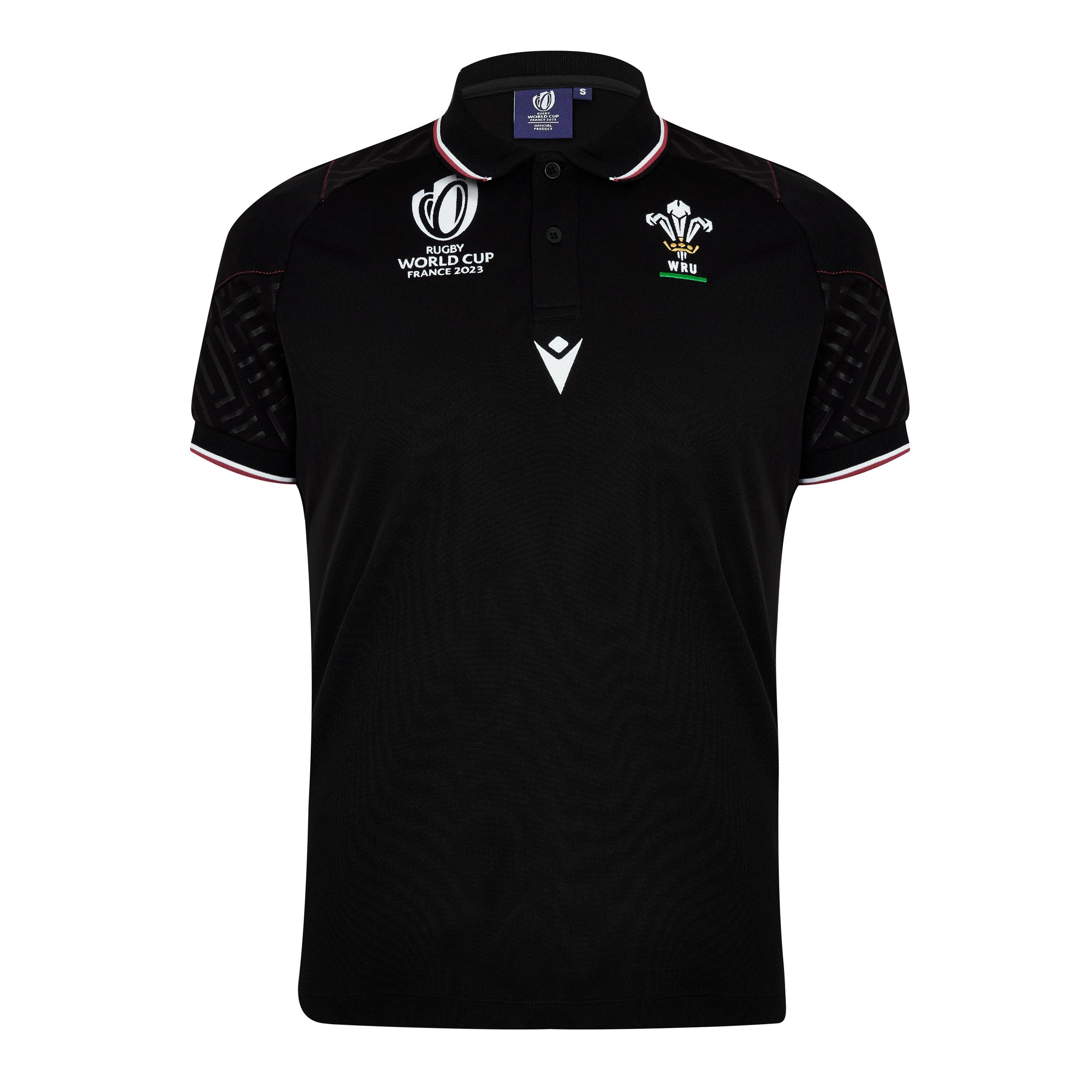 Macron Wales Rugby Travel Shirt 2023 2024 Adults Korte ærme