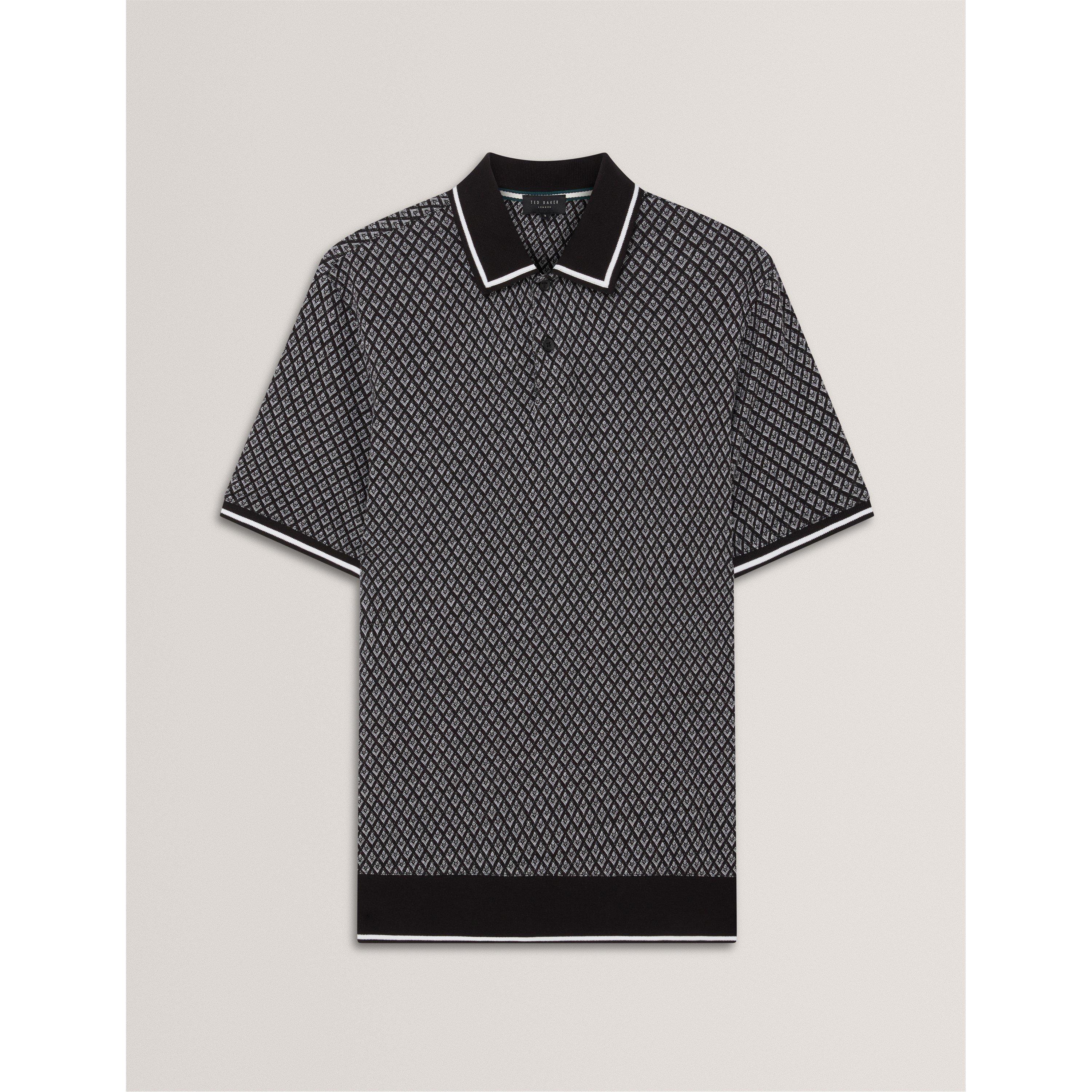 Ted Baker Men's Texture Short Sleeve Polo Shirt - Black - XL (5)