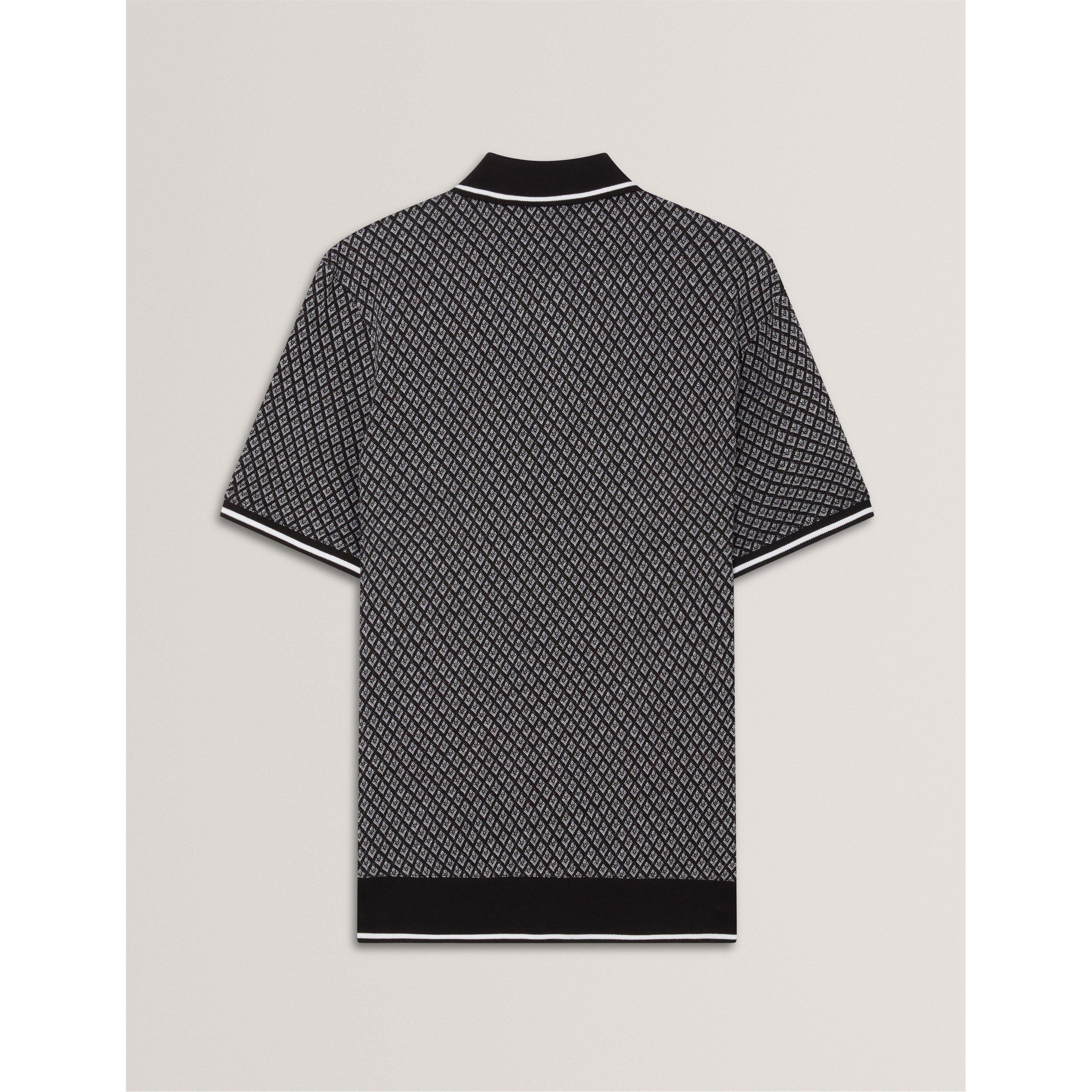 Black - Ted Baker - Men's Texture Short Sleeve Polo Shirt - 2