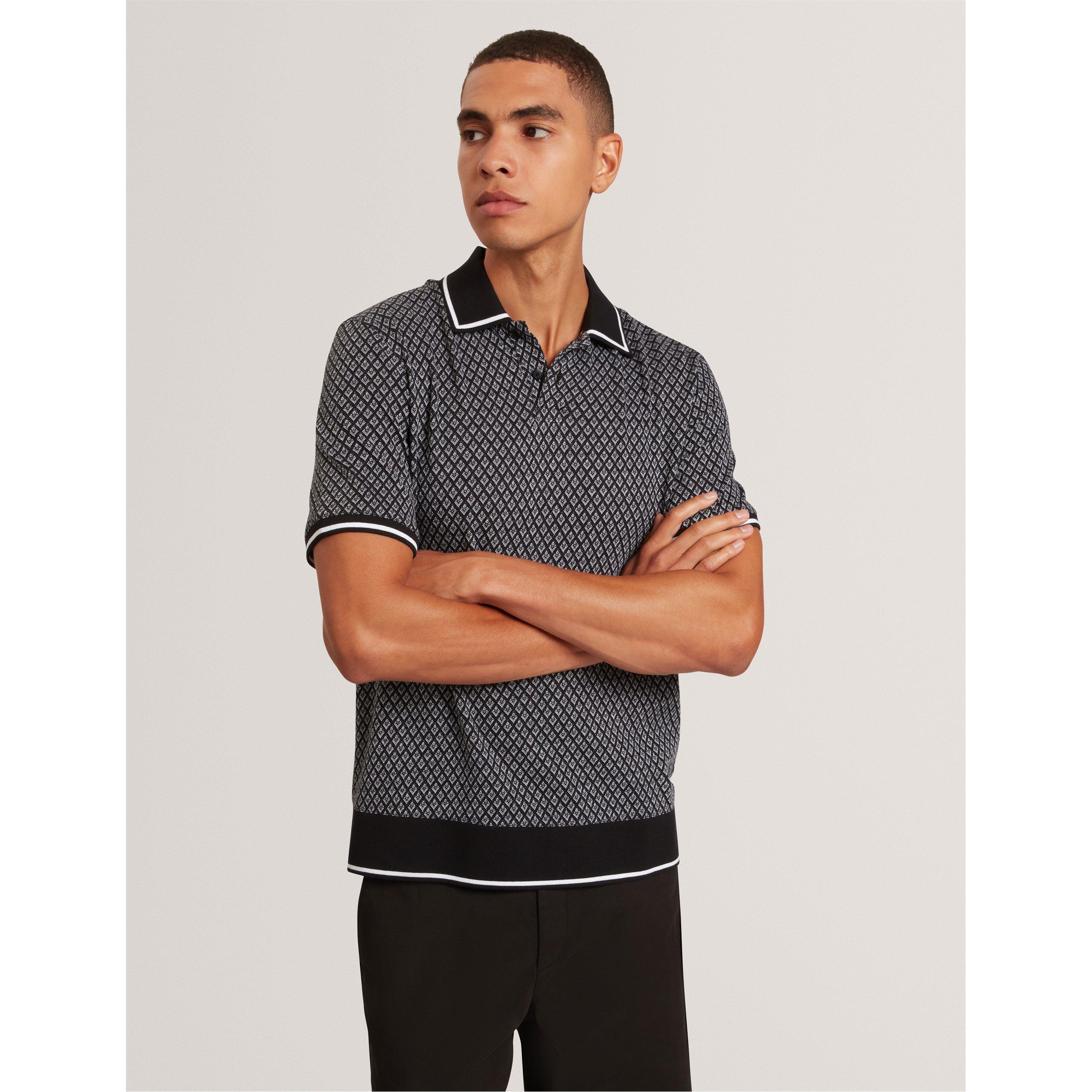 Black - Ted Baker - Men's Texture Short Sleeve Polo Shirt - 3