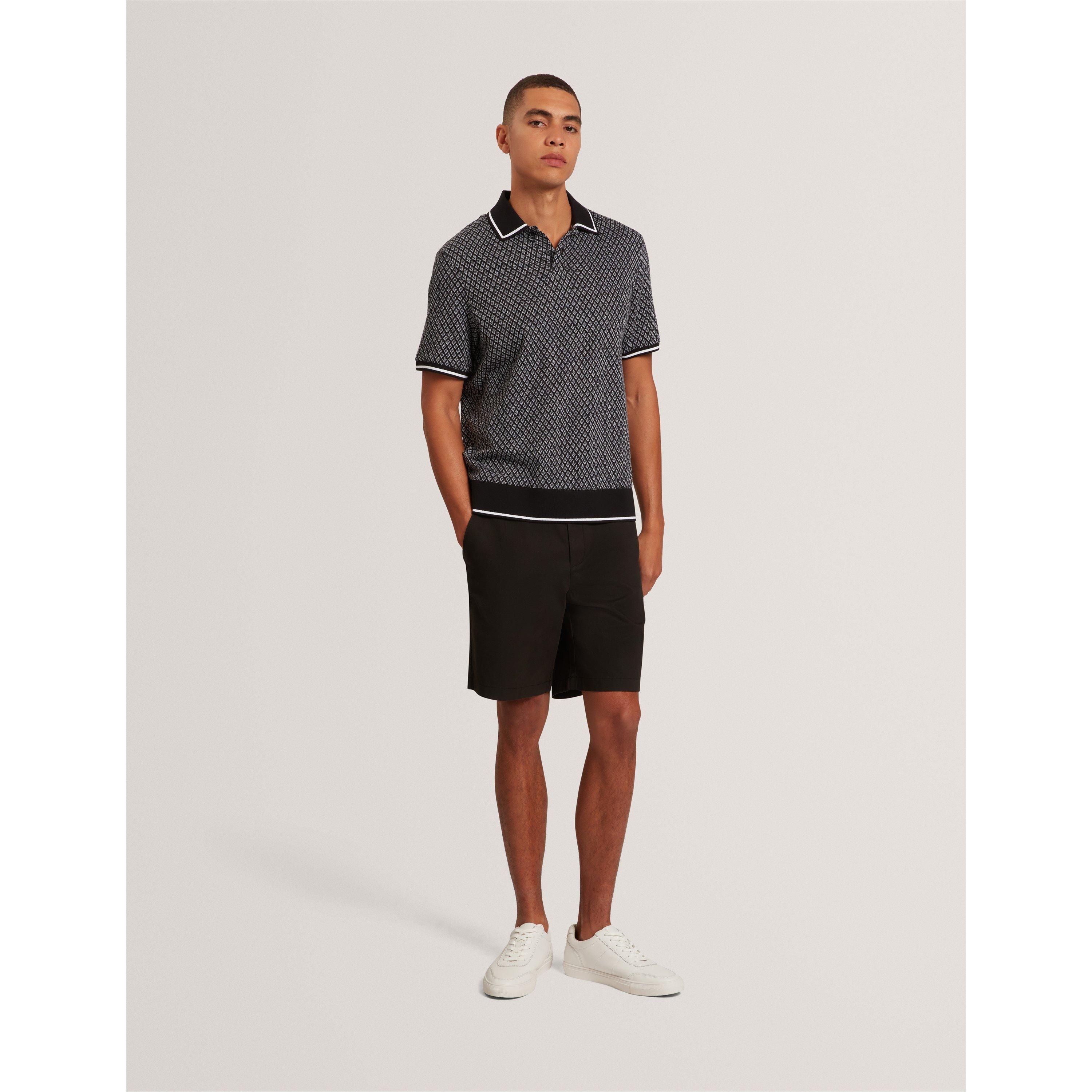 Black - Ted Baker - Men's Texture Short Sleeve Polo Shirt - 6