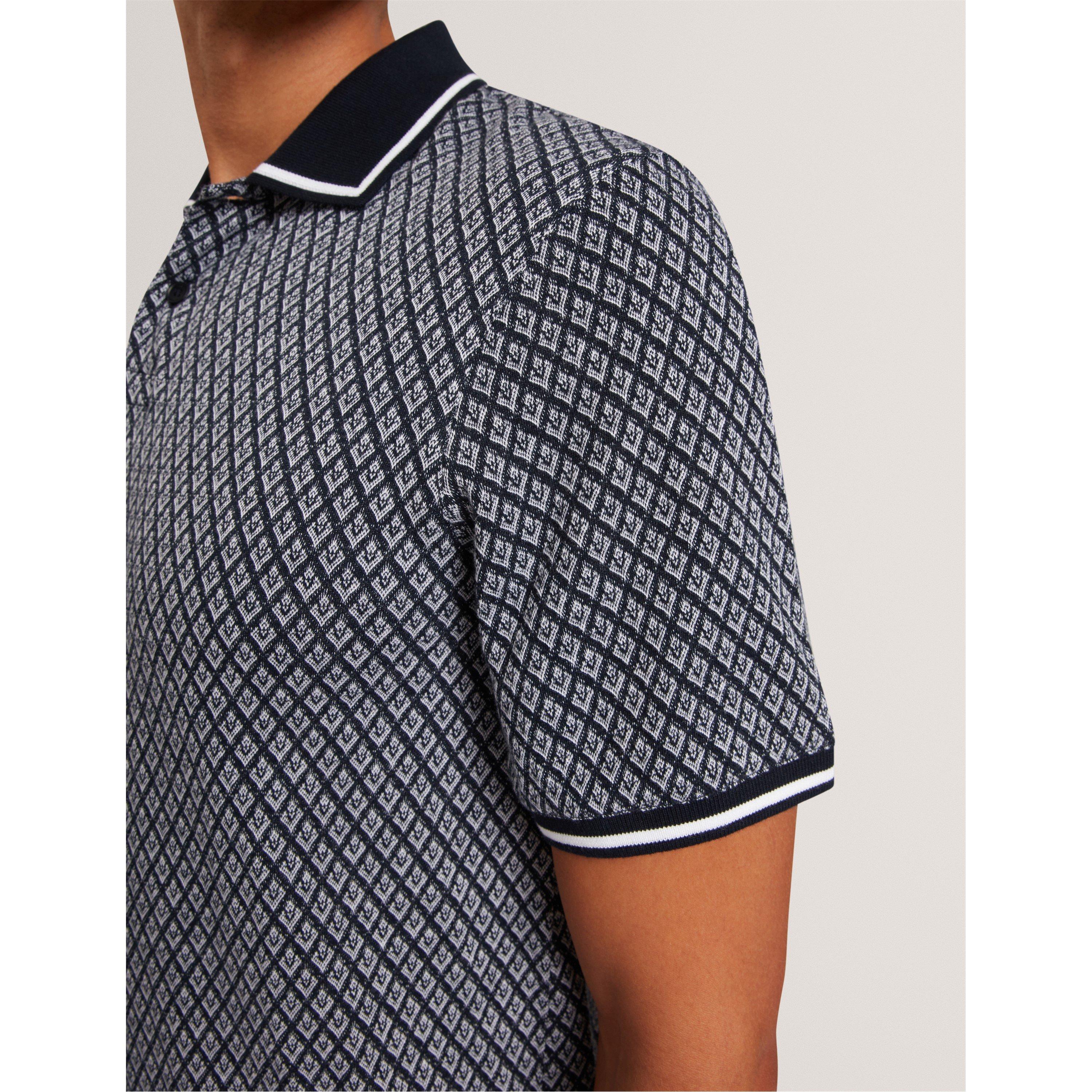 Blu navy - Ted Baker - Men's Texture Short Sleeve Polo Shirt - 5