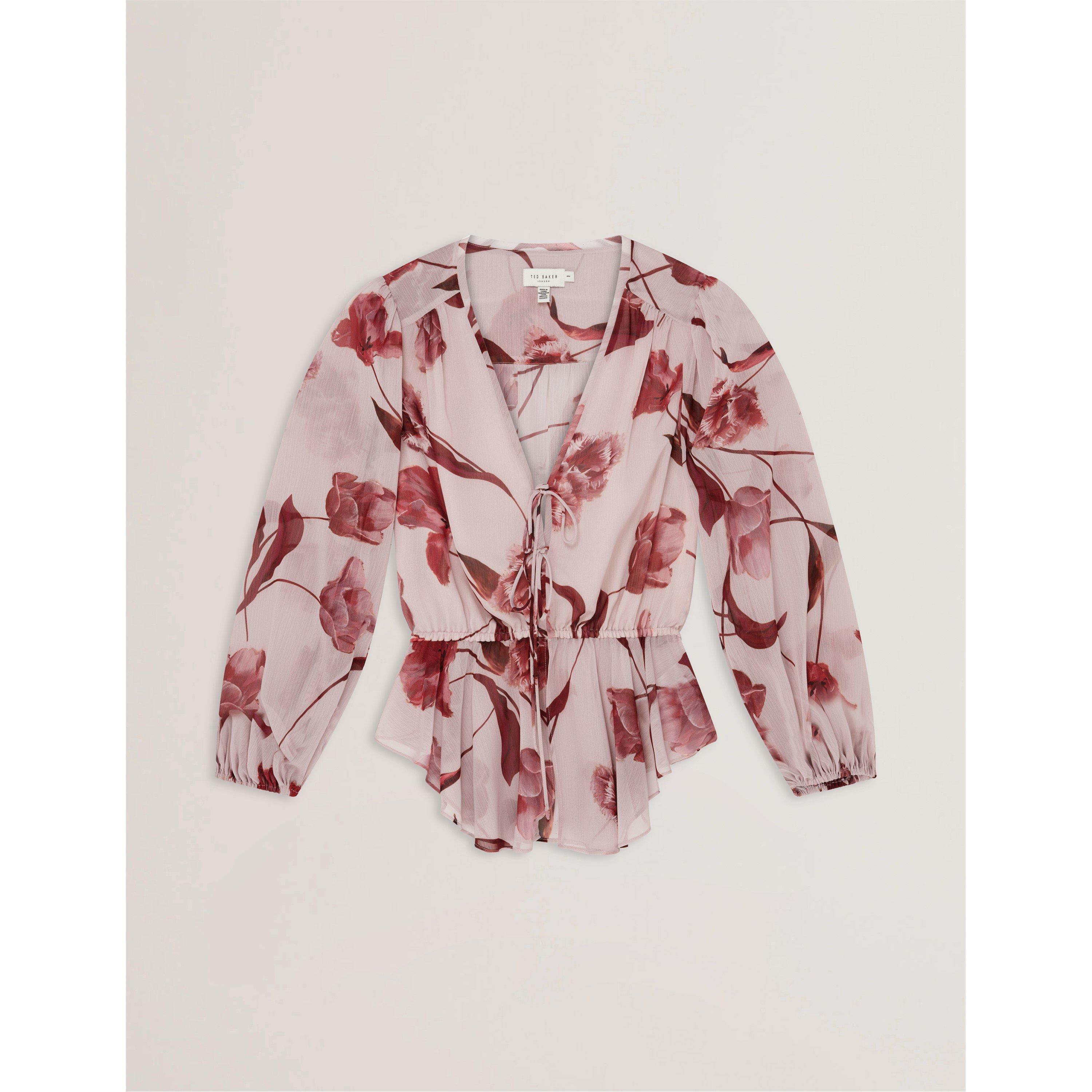 Ted Baker Women's Woven Print Long-Sleeve Blouse - Pink - 6 (2X)