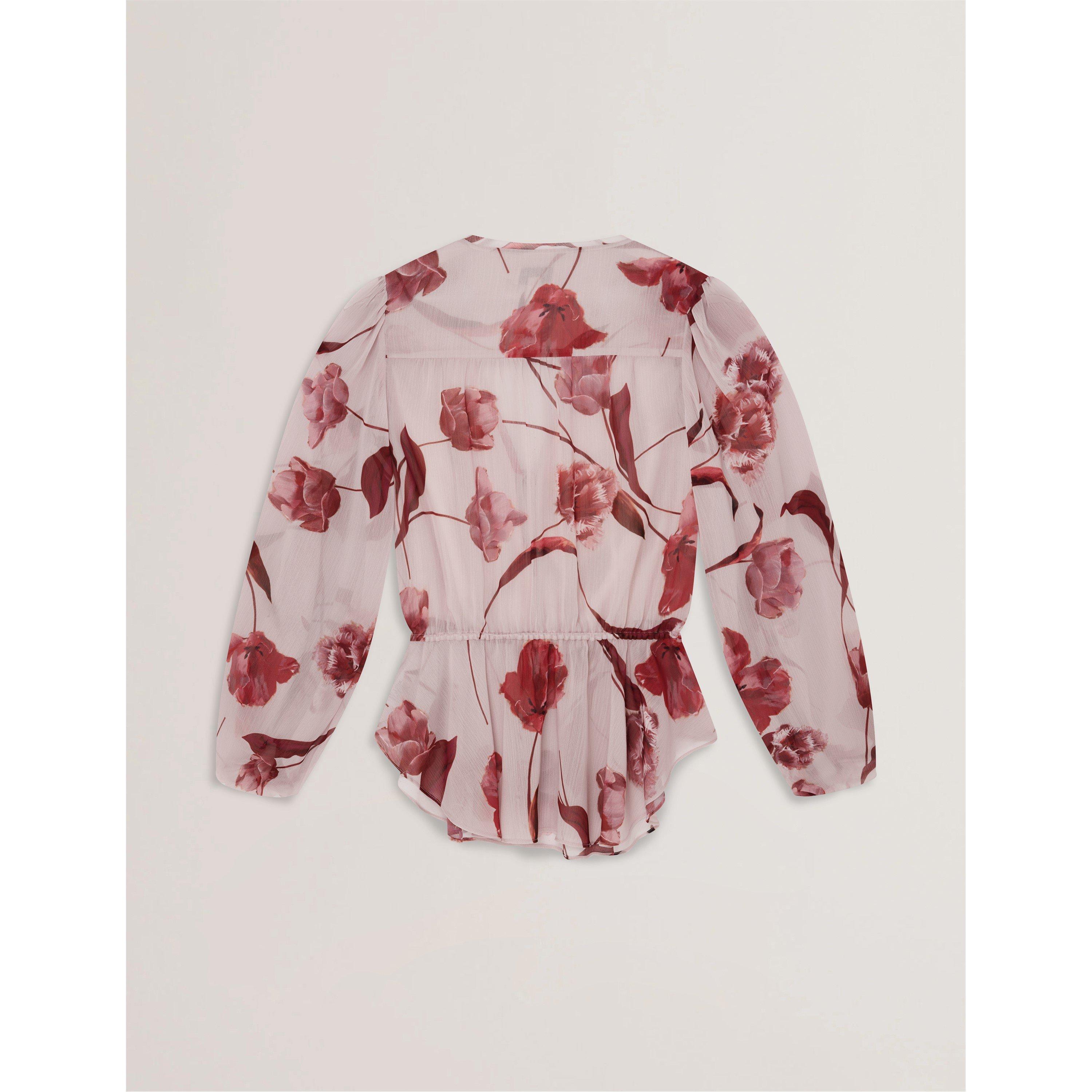 Pink - Ted Baker - Women's Woven Print Long-Sleeve Blouse - 2