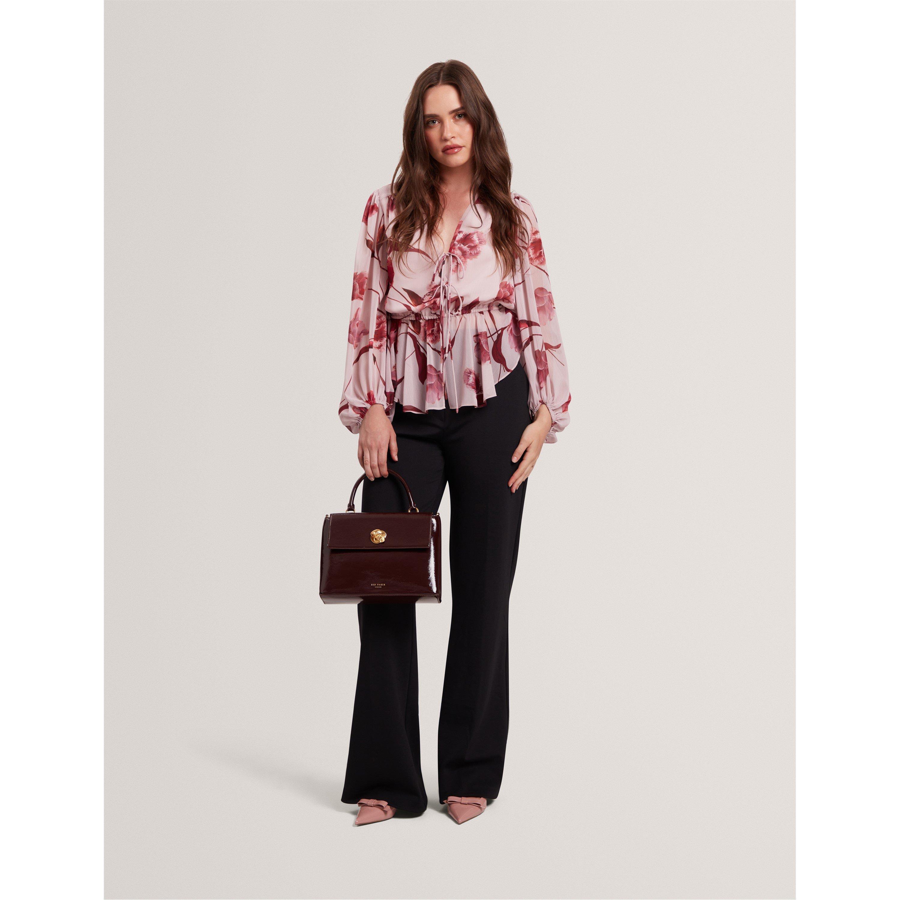 Pink - Ted Baker - Women's Woven Print Long-Sleeve Blouse - 6