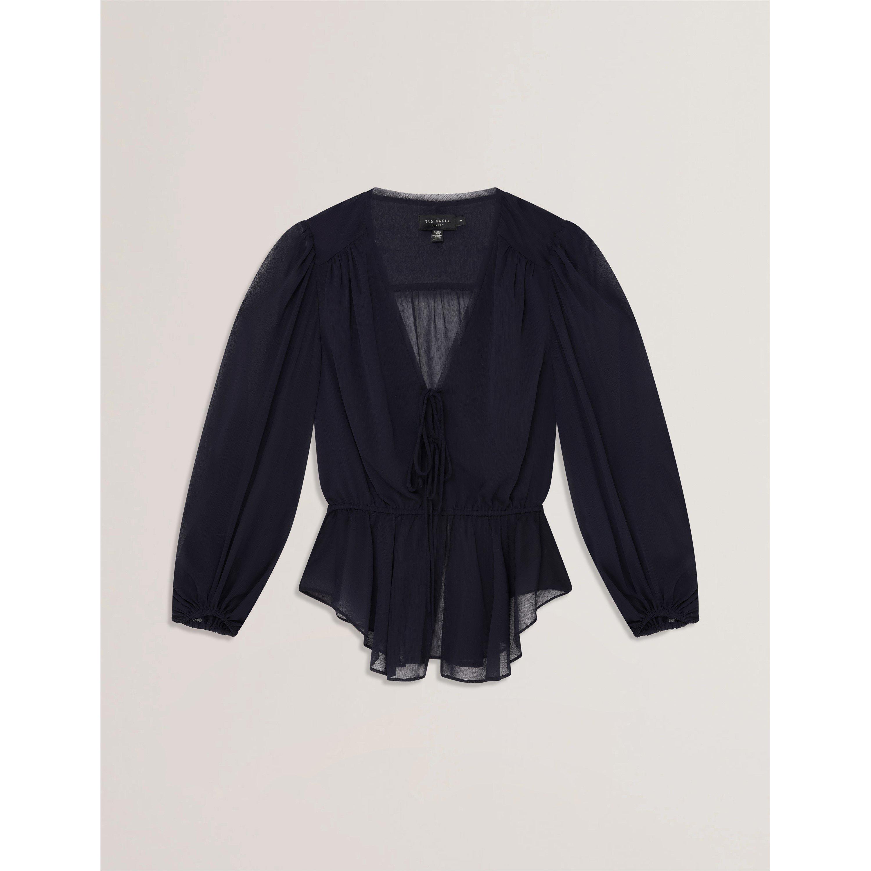 Marine - Ted Baker - Women's Woven Print Long-Sleeve Blouse - 1