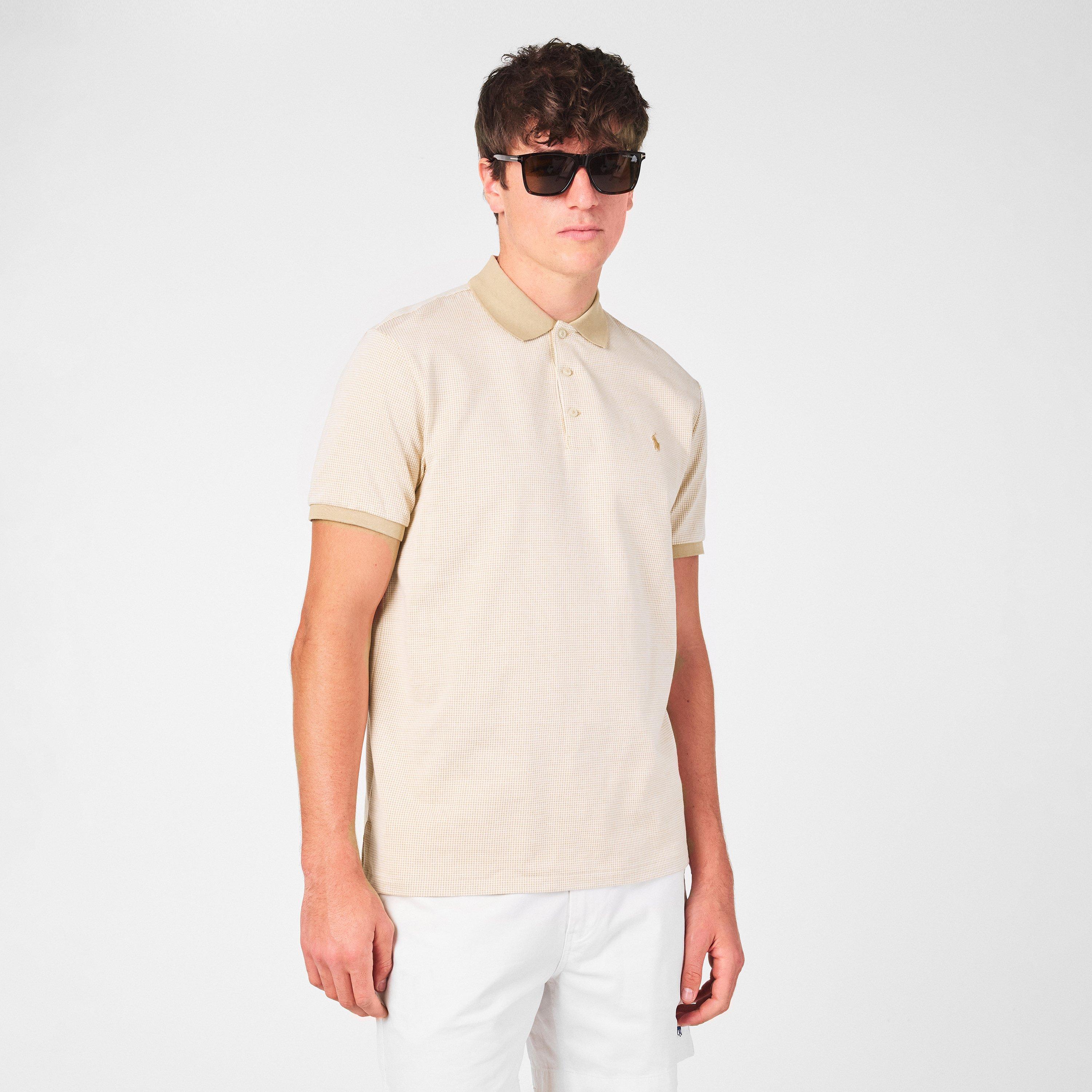 Sand Dune - Polo Ralph Lauren - Men's Dogtooth Short-Sleeve Polo Shirt - 3