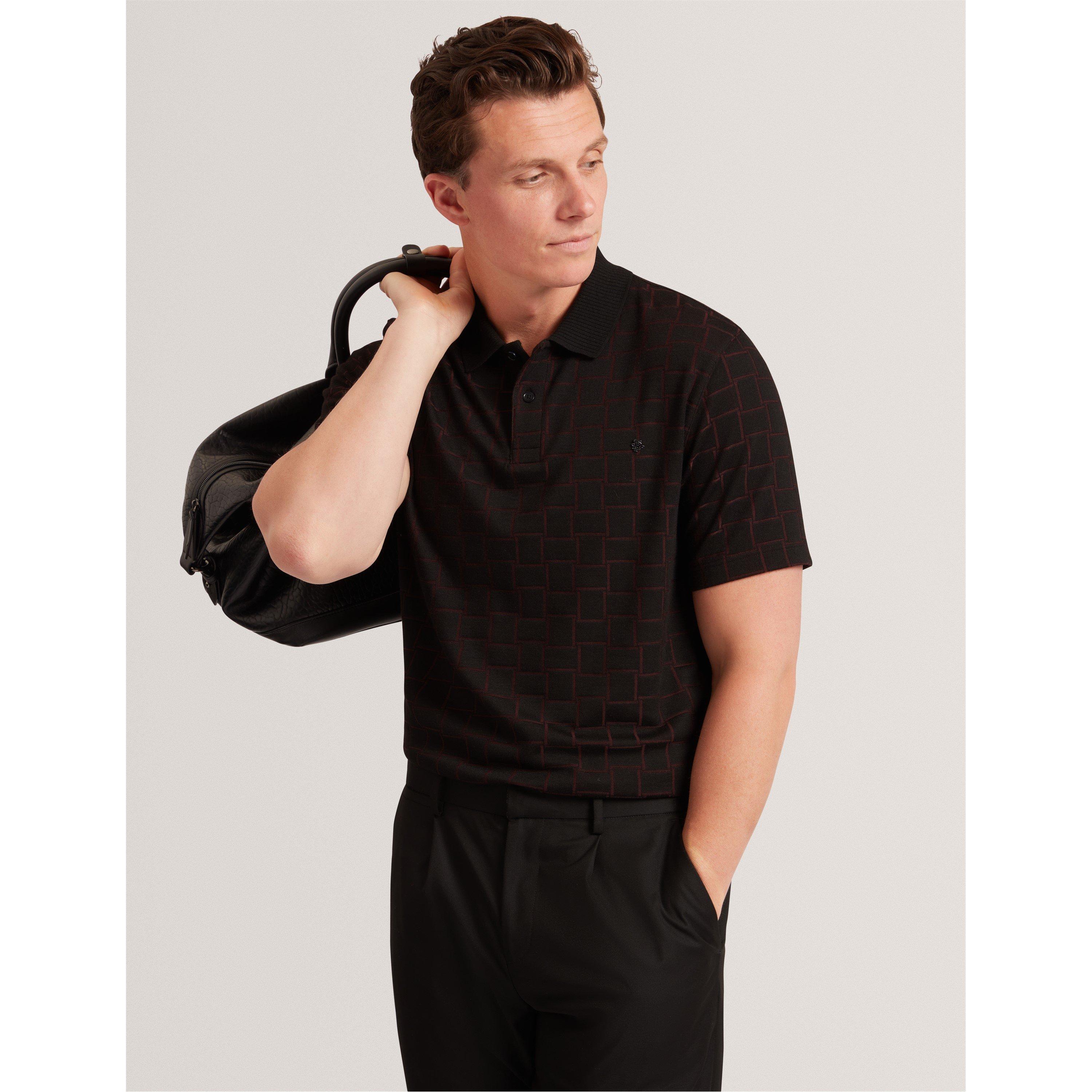 Black - Ted Baker - Men's Jacquard Short-Sleeve Polo Shirt - 2
