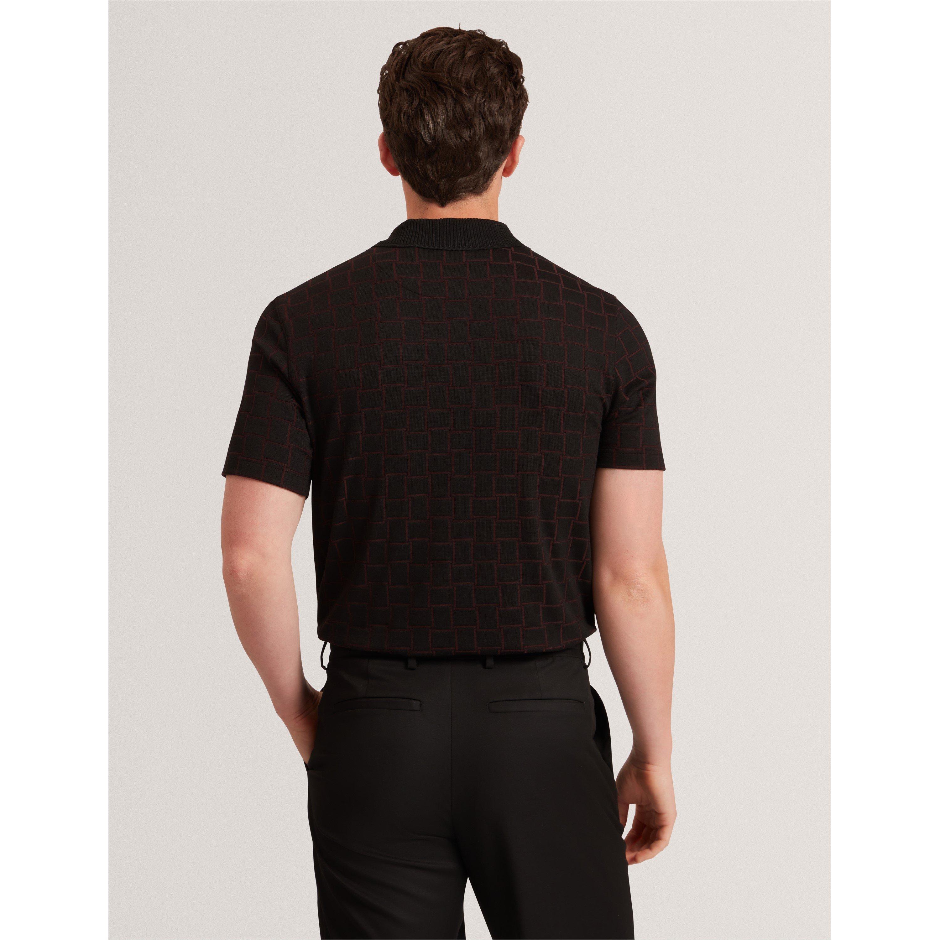 Black - Ted Baker - Men's Jacquard Short-Sleeve Polo Shirt - 3