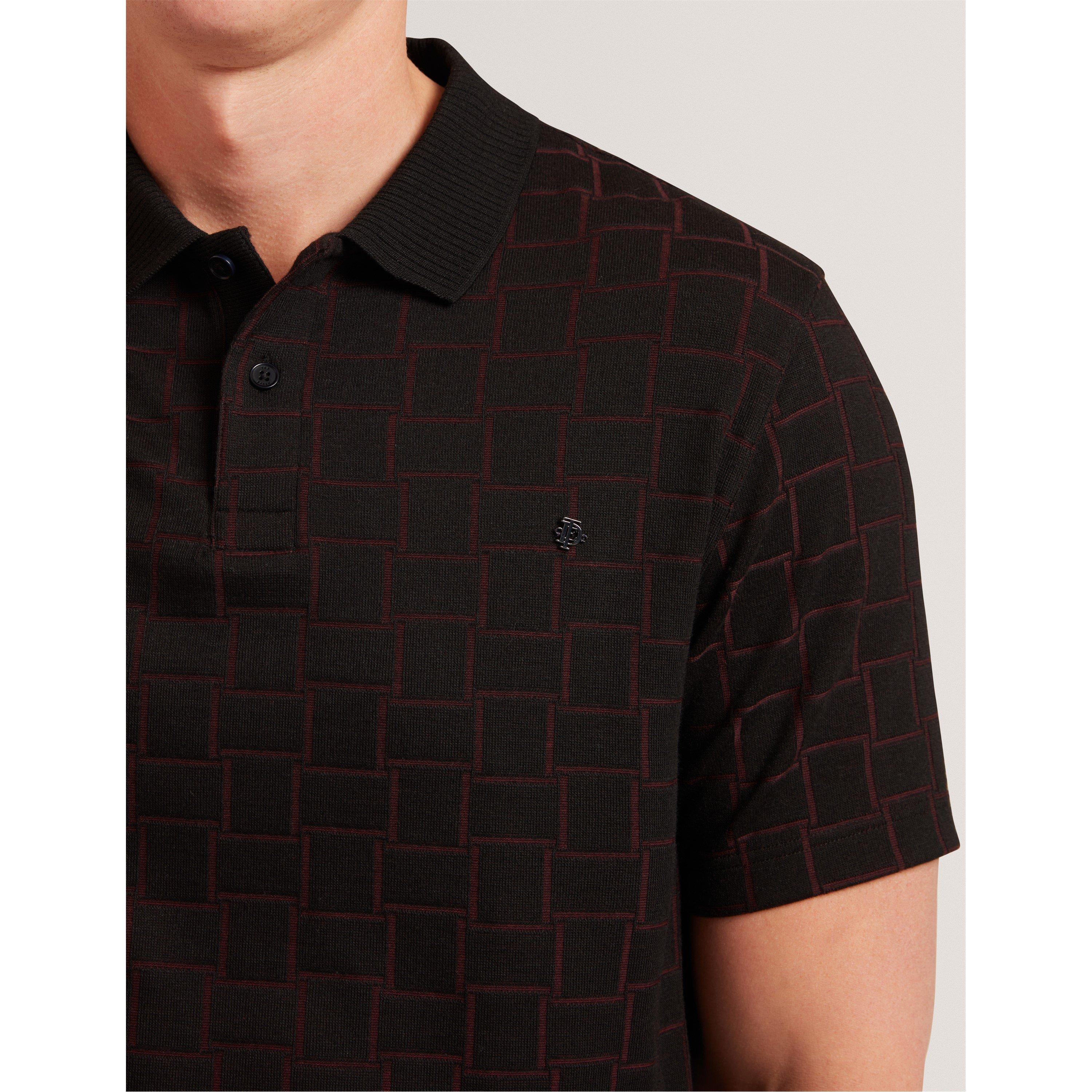 Black - Ted Baker - Men's Jacquard Short-Sleeve Polo Shirt - 4