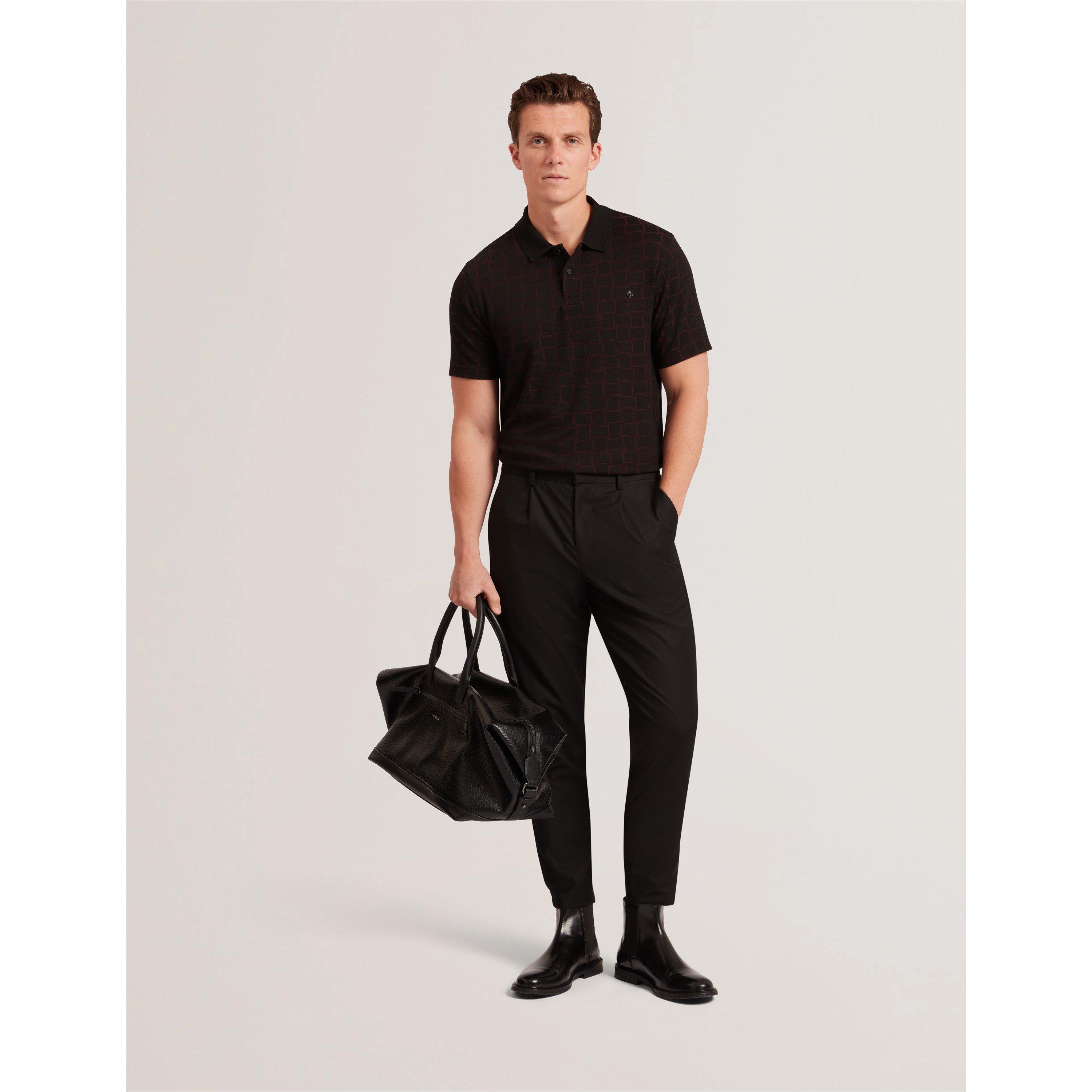 Black - Ted Baker - Men's Jacquard Short-Sleeve Polo Shirt - 5
