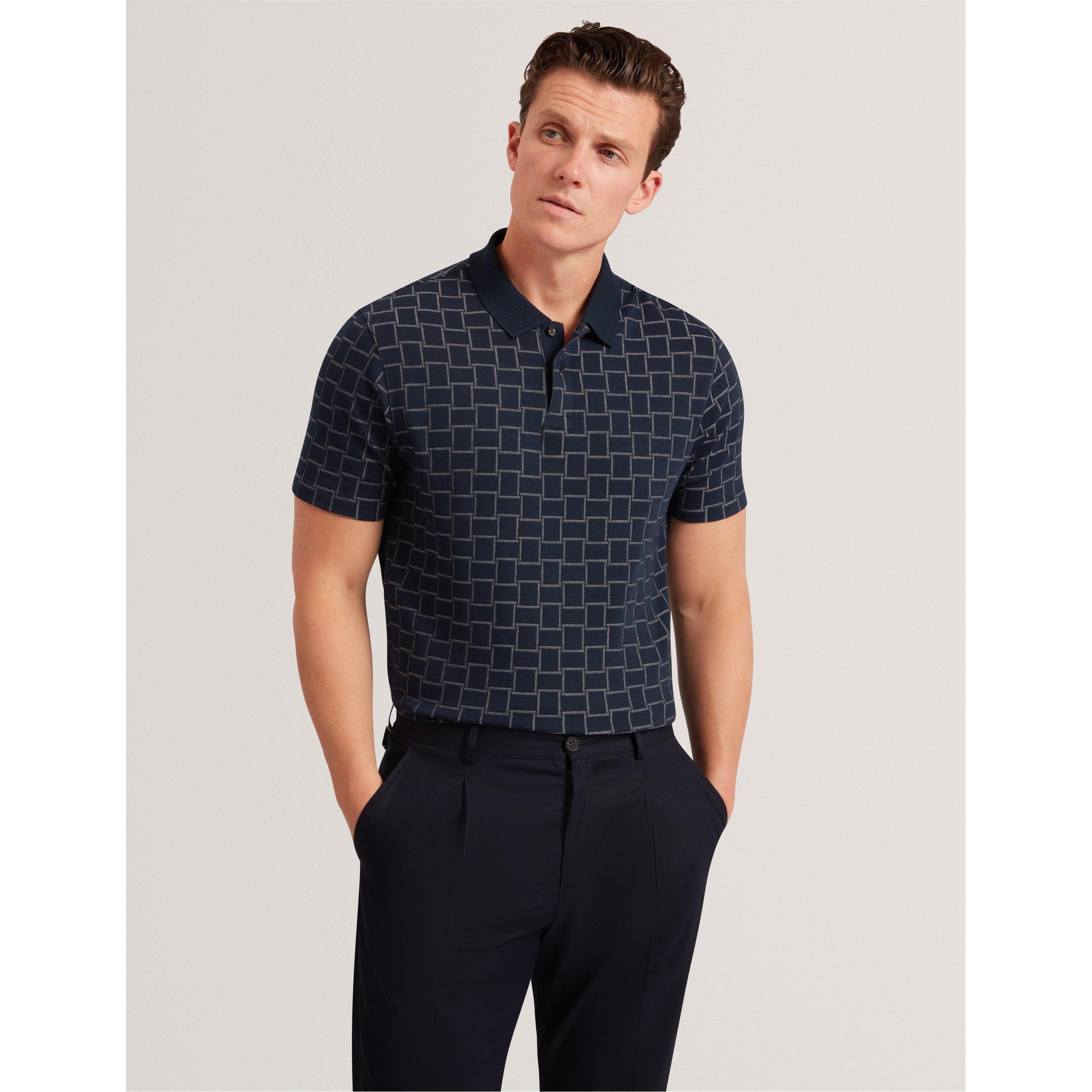 Marineblauw - Ted Baker - Men&#x27;s Jacquard Short-Sleeve Polo Shirt - 2