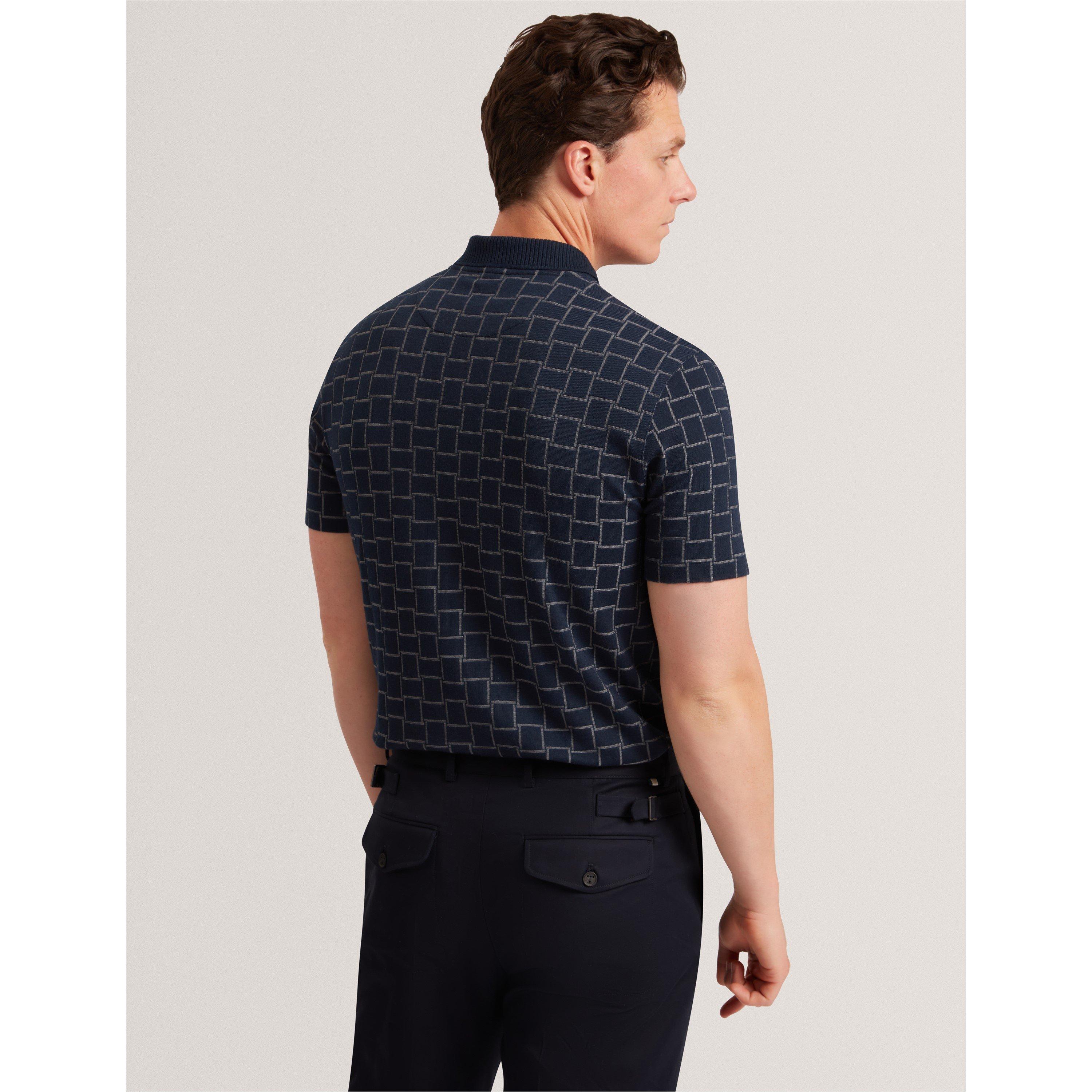 Marineblauw - Ted Baker - Men&#x27;s Jacquard Short-Sleeve Polo Shirt - 3