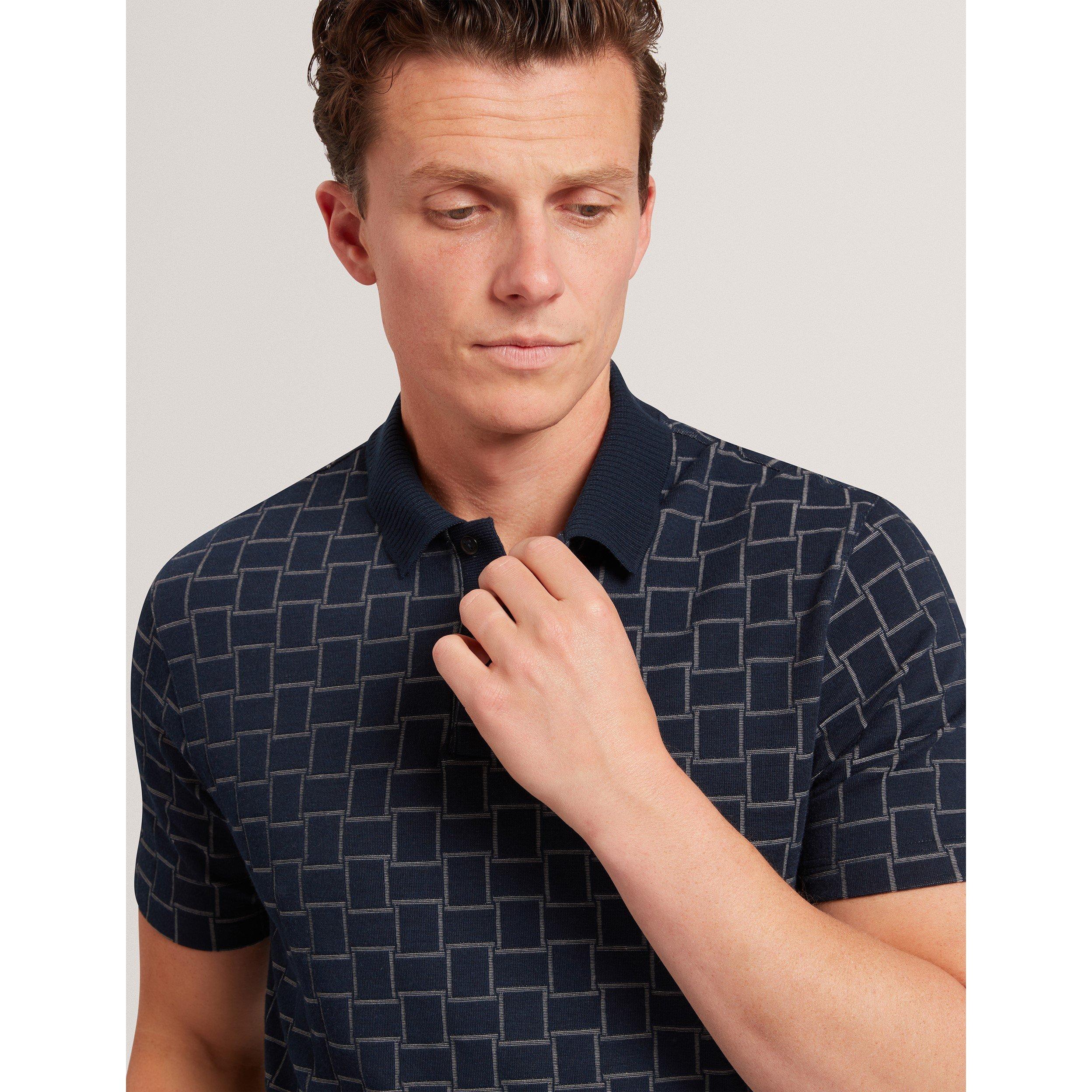 Marineblauw - Ted Baker - Men&#x27;s Jacquard Short-Sleeve Polo Shirt - 4