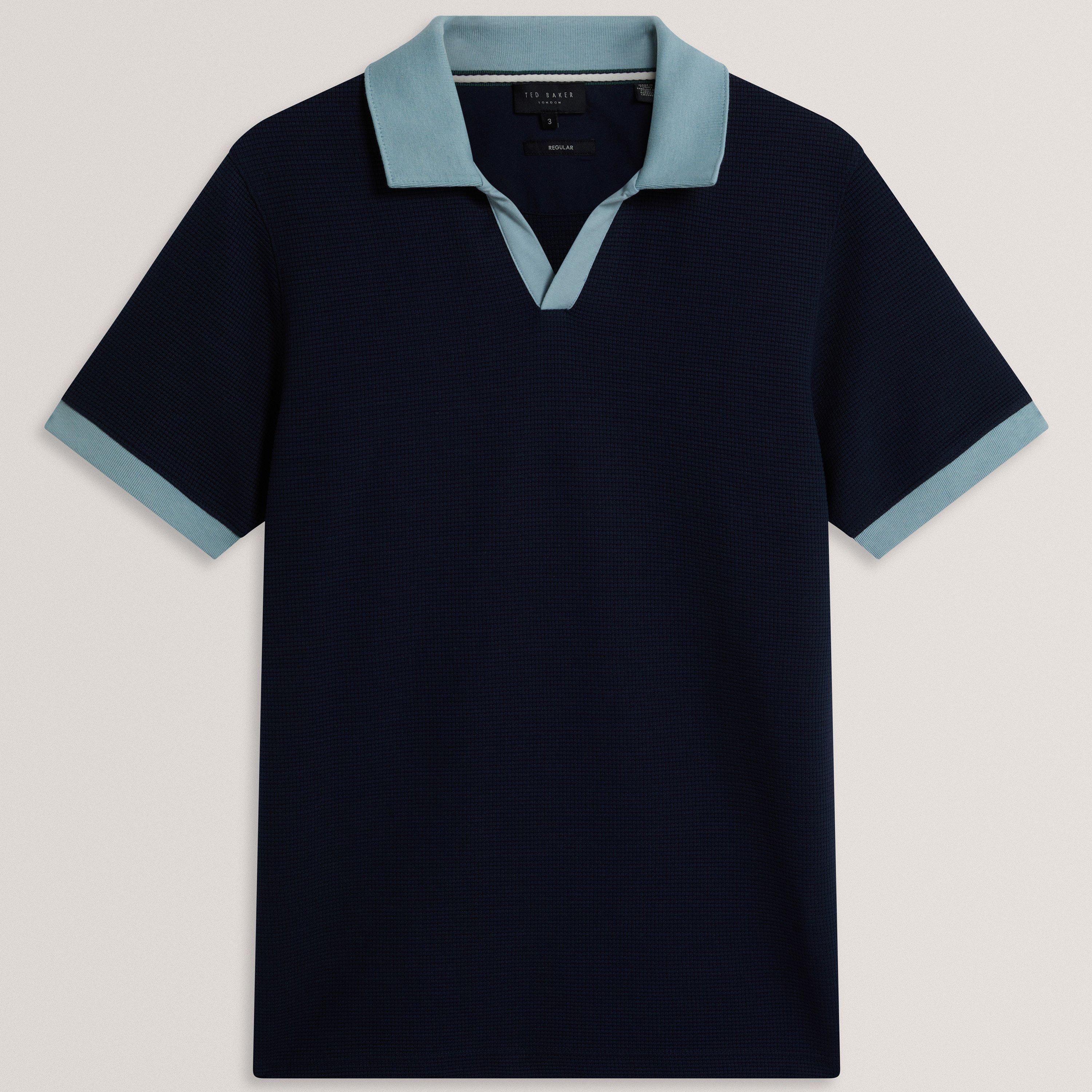 Navy - Ted Baker - Ted SS TxtOpnNk Polo Sn62 - 1