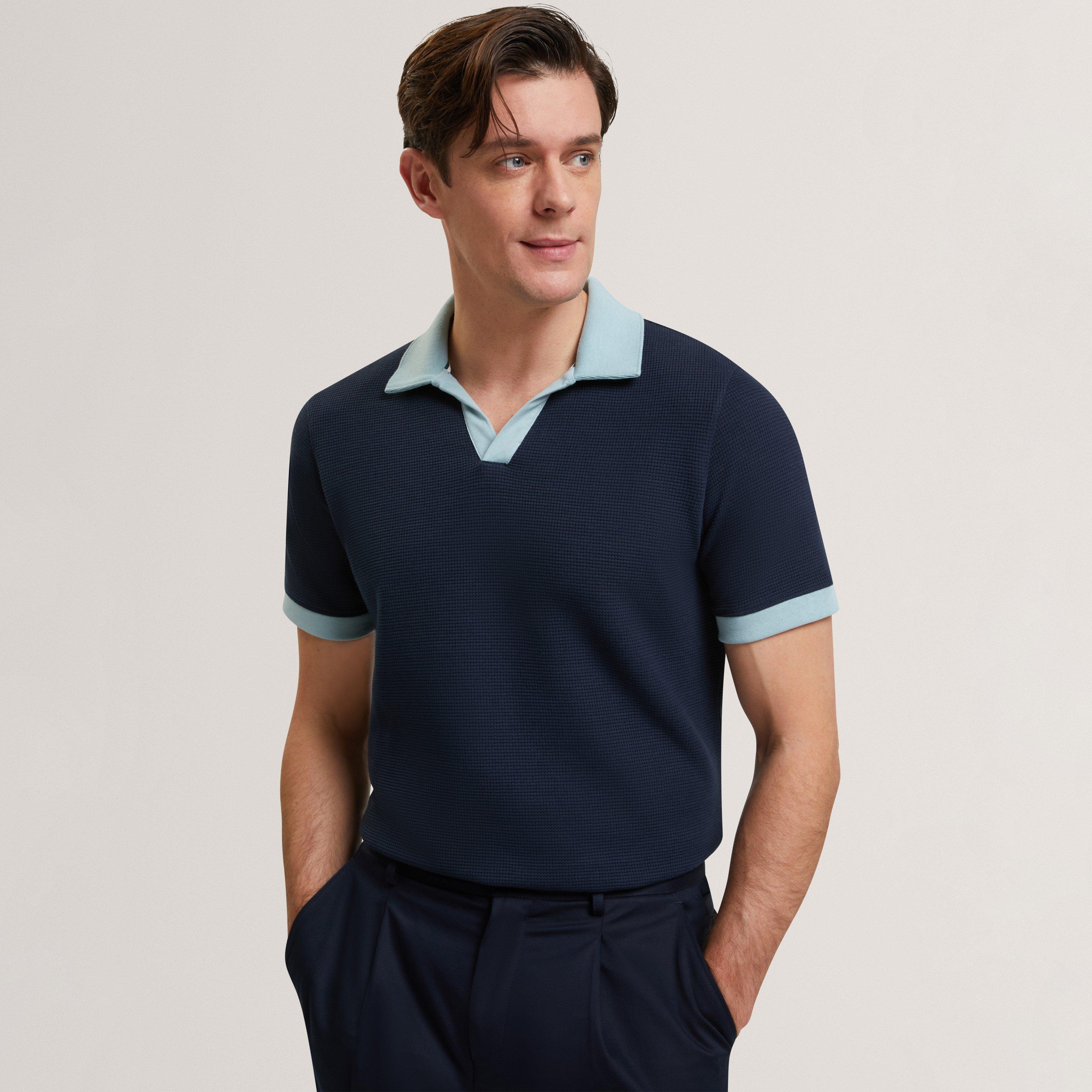 Navy - Ted Baker - Ted SS TxtOpnNk Polo Sn62 - 2