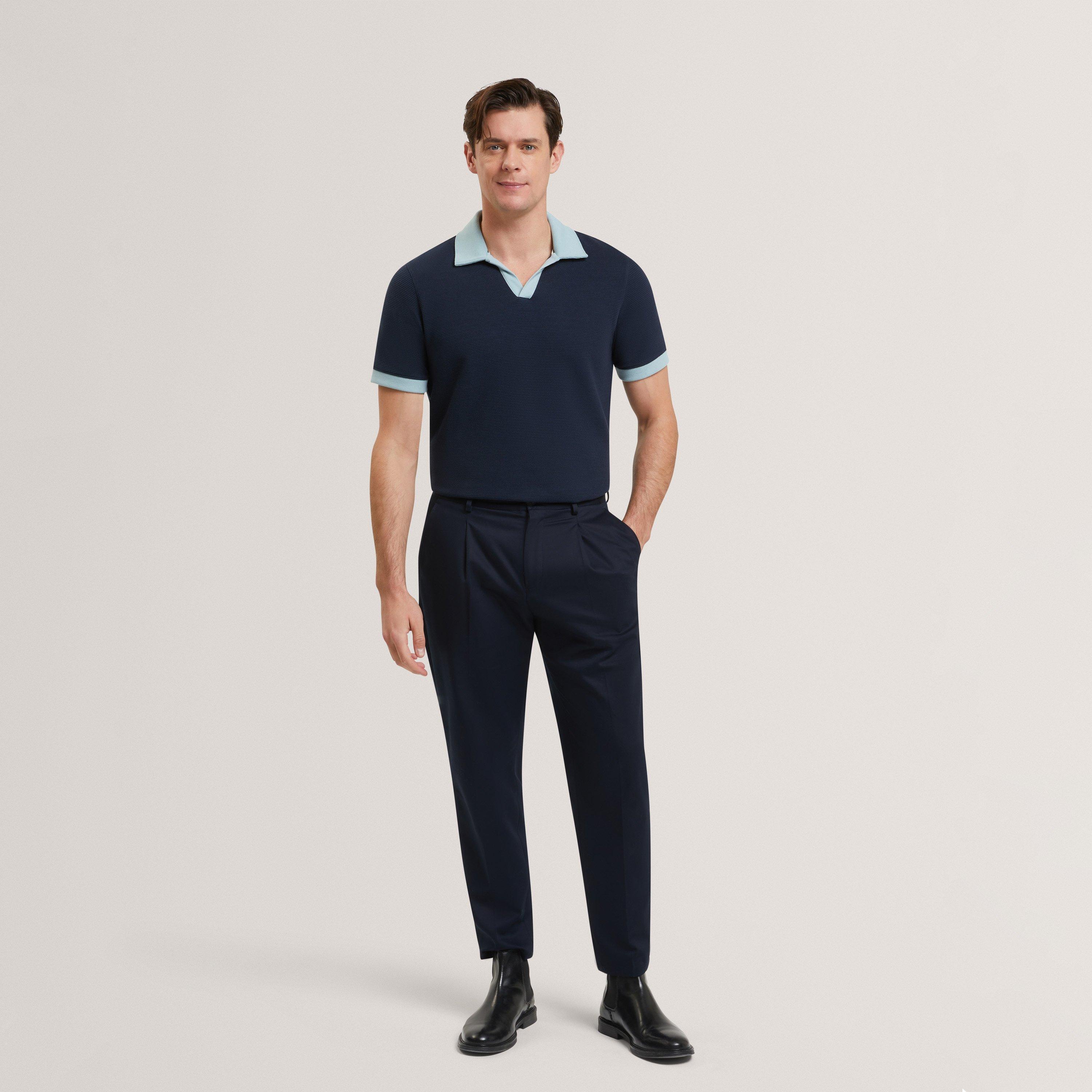 Navy - Ted Baker - Ted SS TxtOpnNk Polo Sn62 - 5