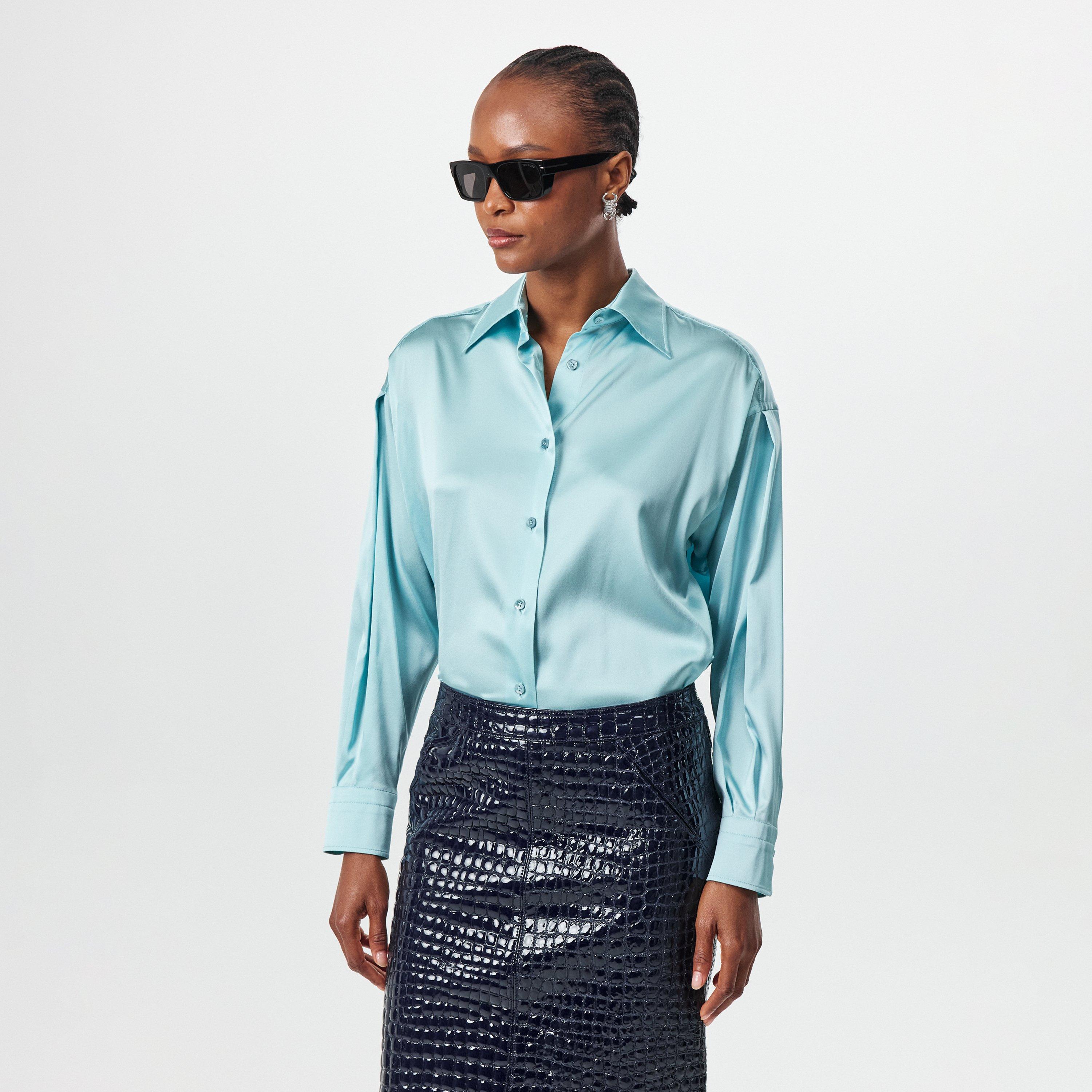 Blue - Tom Ford - Women's Long-Sleeve Blouse - 3