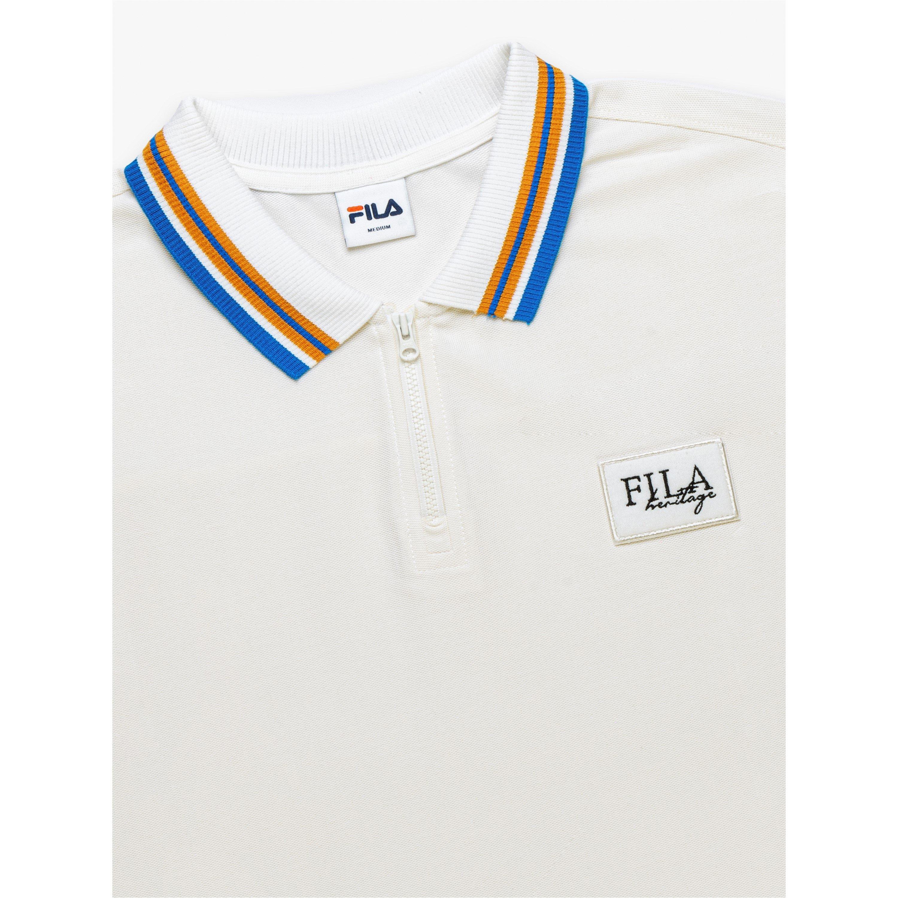OFF WHITE - Fila - Zipped Short Sleeve Polo Shirt - 7