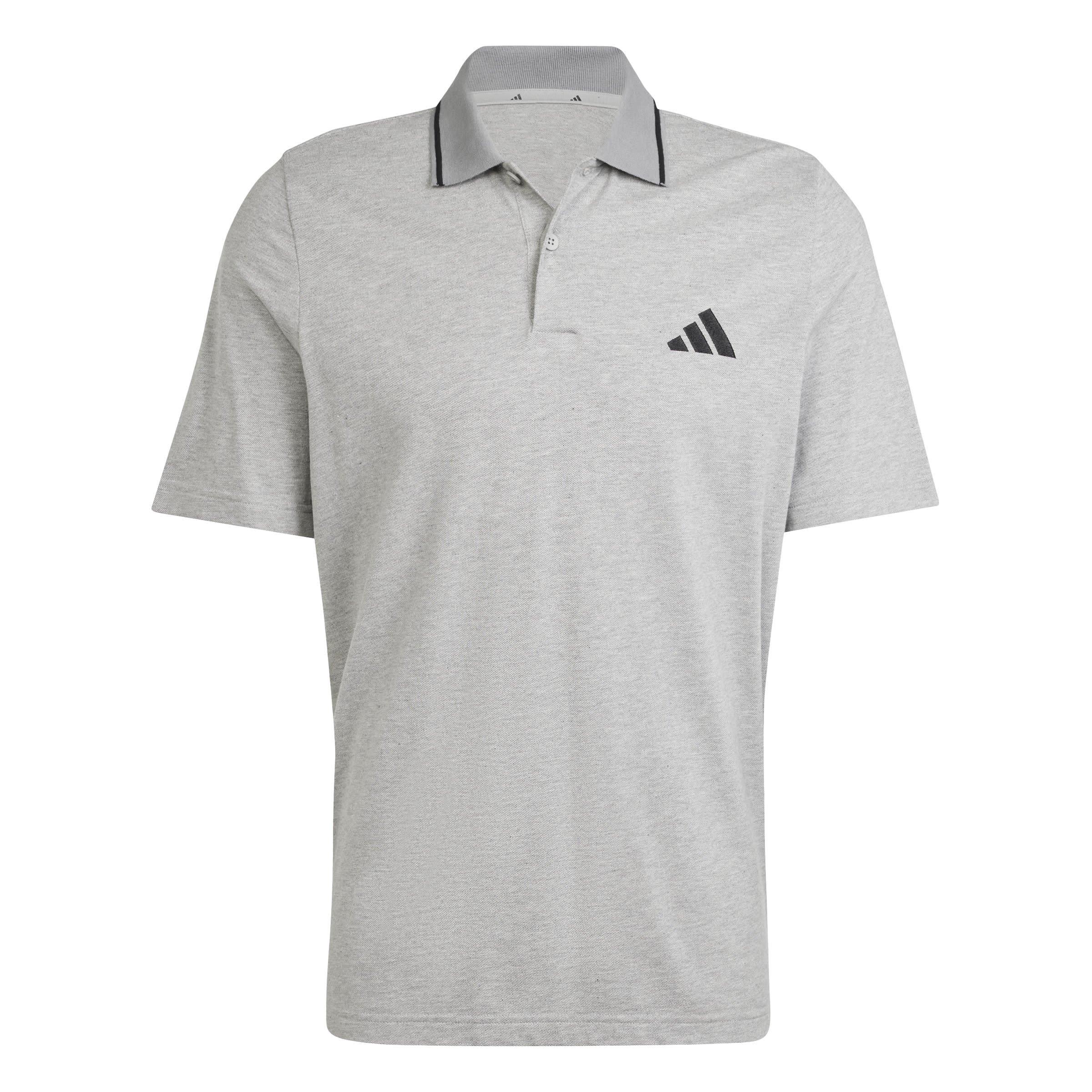Grey - adidas - Essentials Small Logo Piqué Polo Shirt Mens - 1