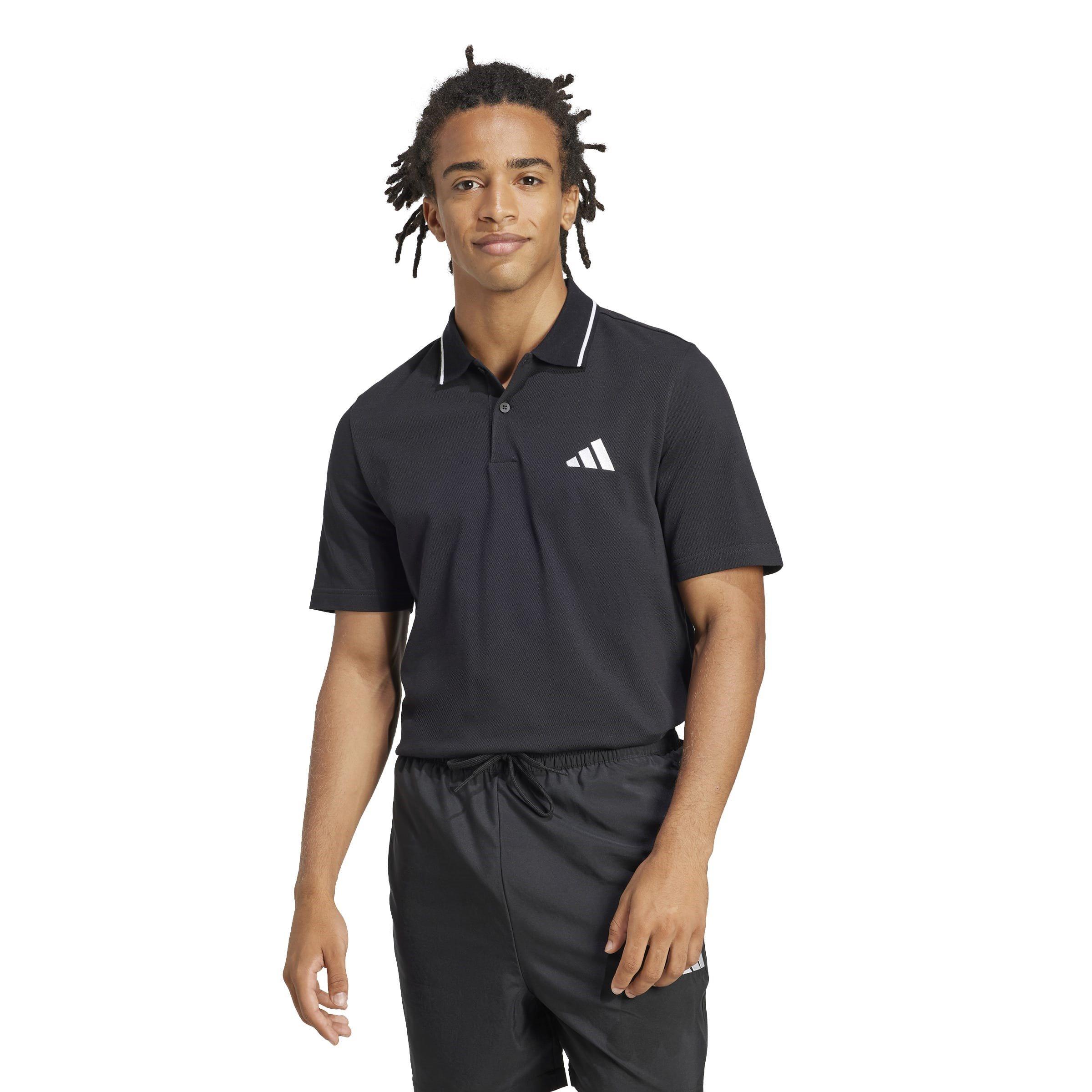 Black/White - adidas - Essentials Small Logo Piqué Polo Shirt Mens - 2