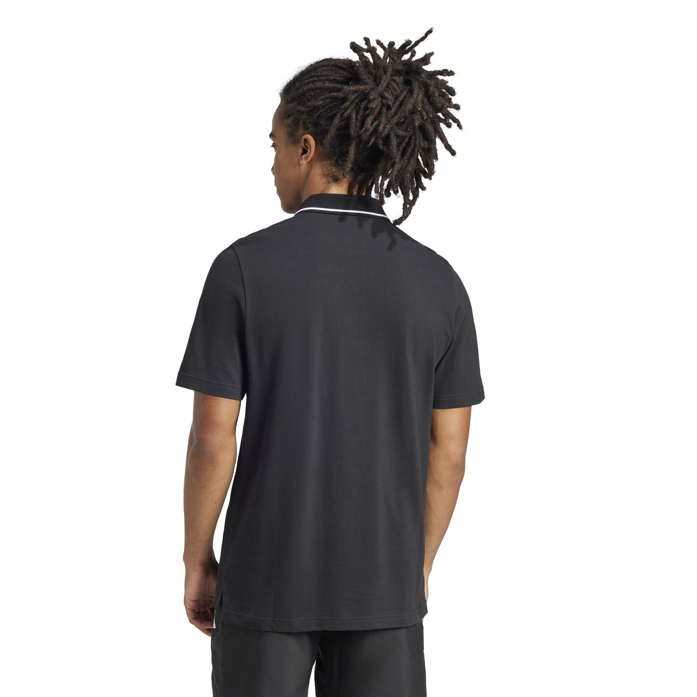 Black/White - adidas - Essentials Small Logo Piqué Polo Shirt Mens - 3