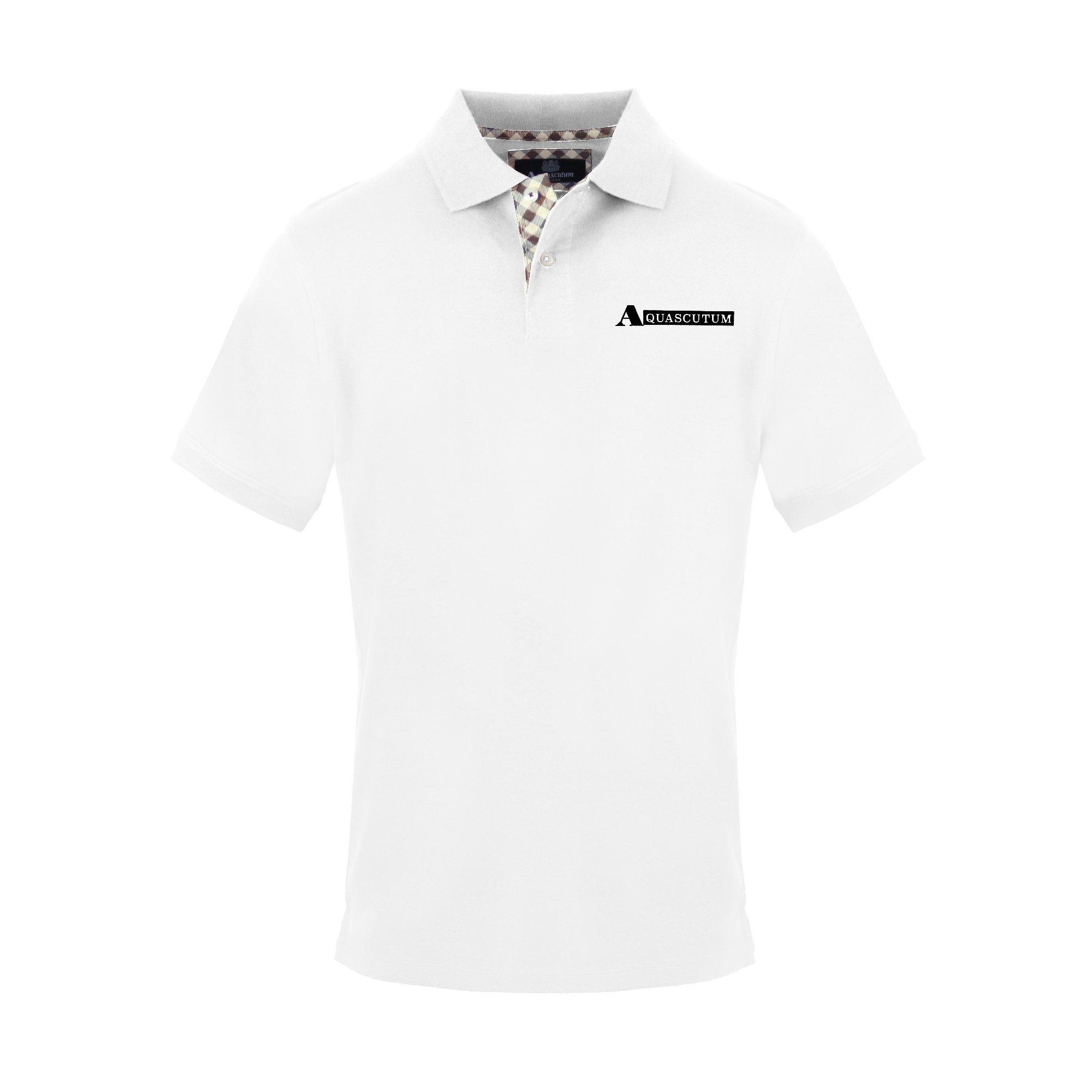 Aquascutum Men's Polo Short Sleeve Polo Shirt - White - Medium
