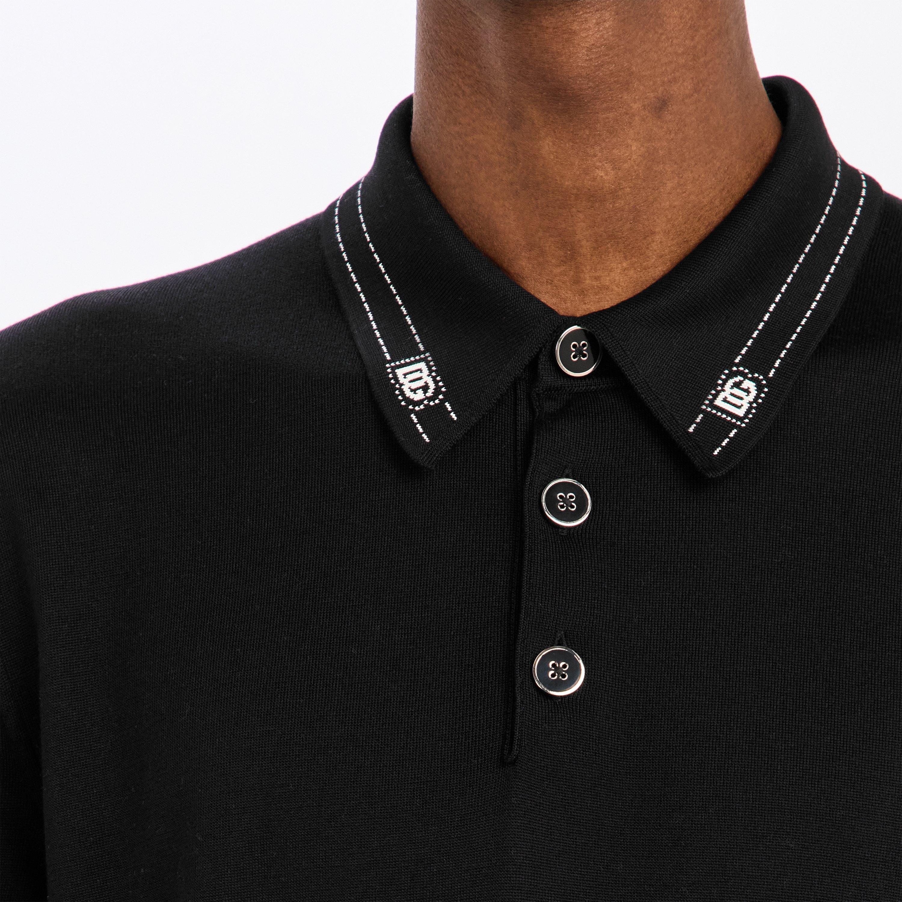 Black - Dolce and Gabbana - Men's Stripe Collar Short Sleeve Polo Shirt - 5