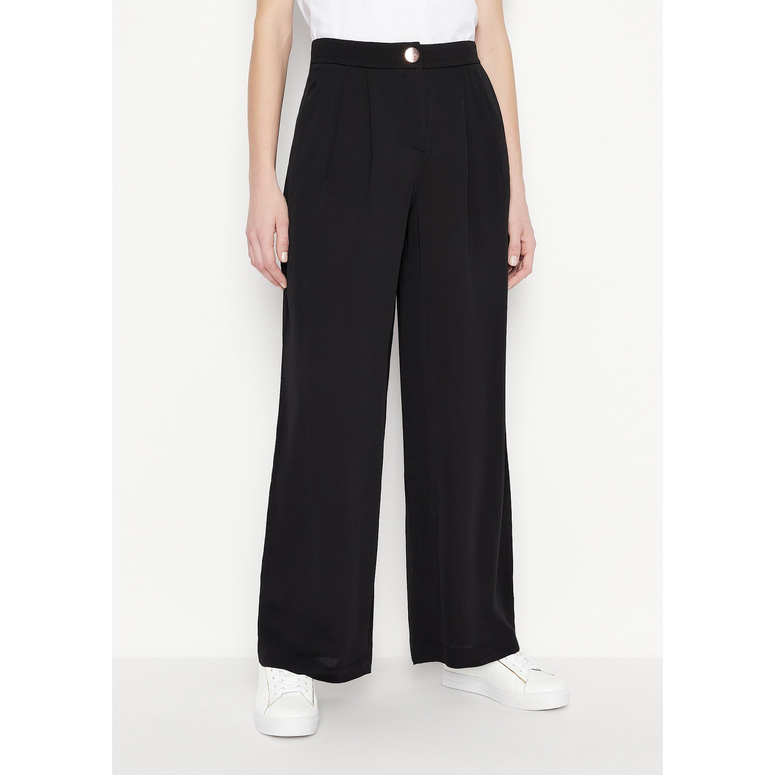 Armani Exchange Women's Straight Leg Trouser - Black - 4 (3XS)