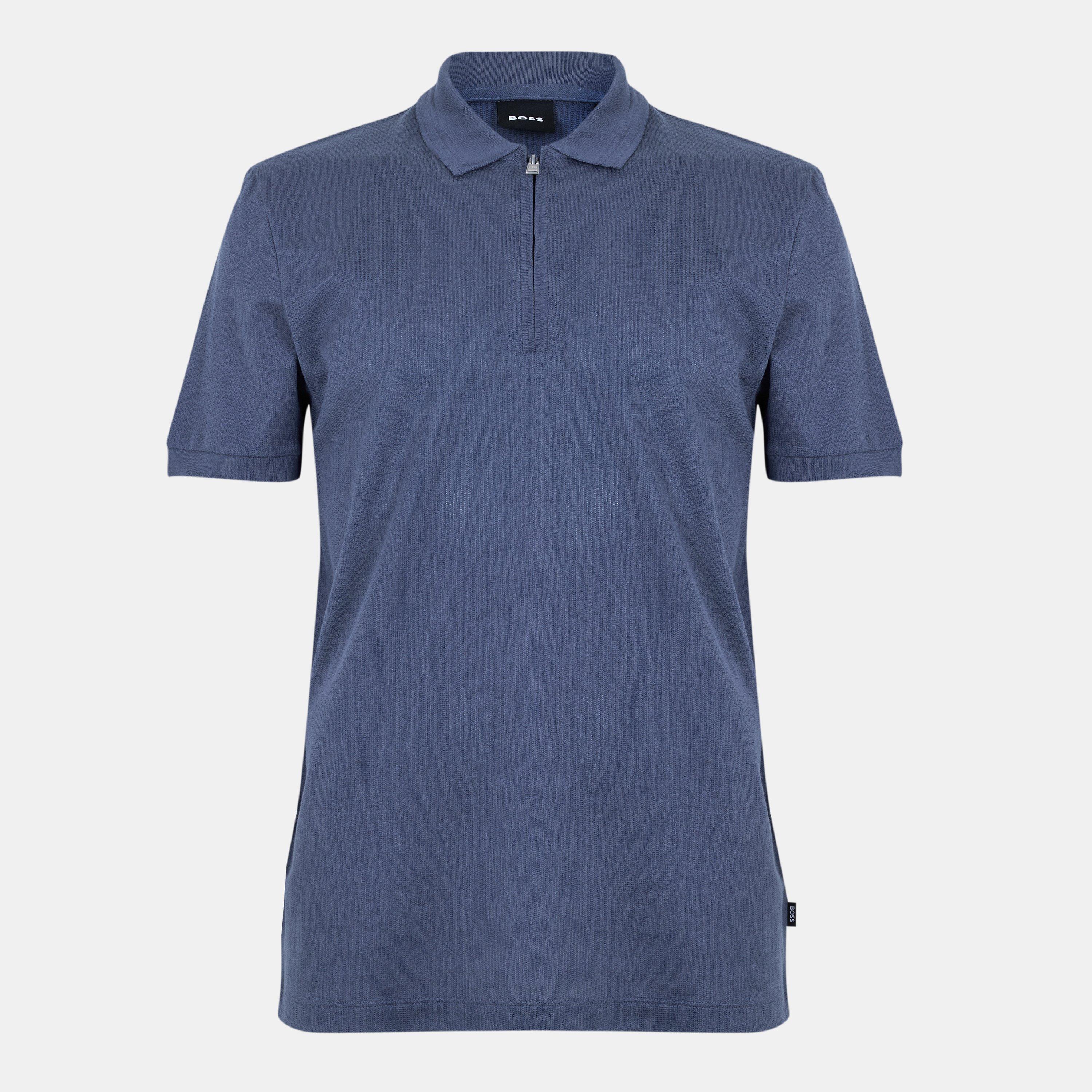 Boss Mens BOSS BLACK Paras Short Sleeve Modern Polo Shirt - Open Blue 468 - Large