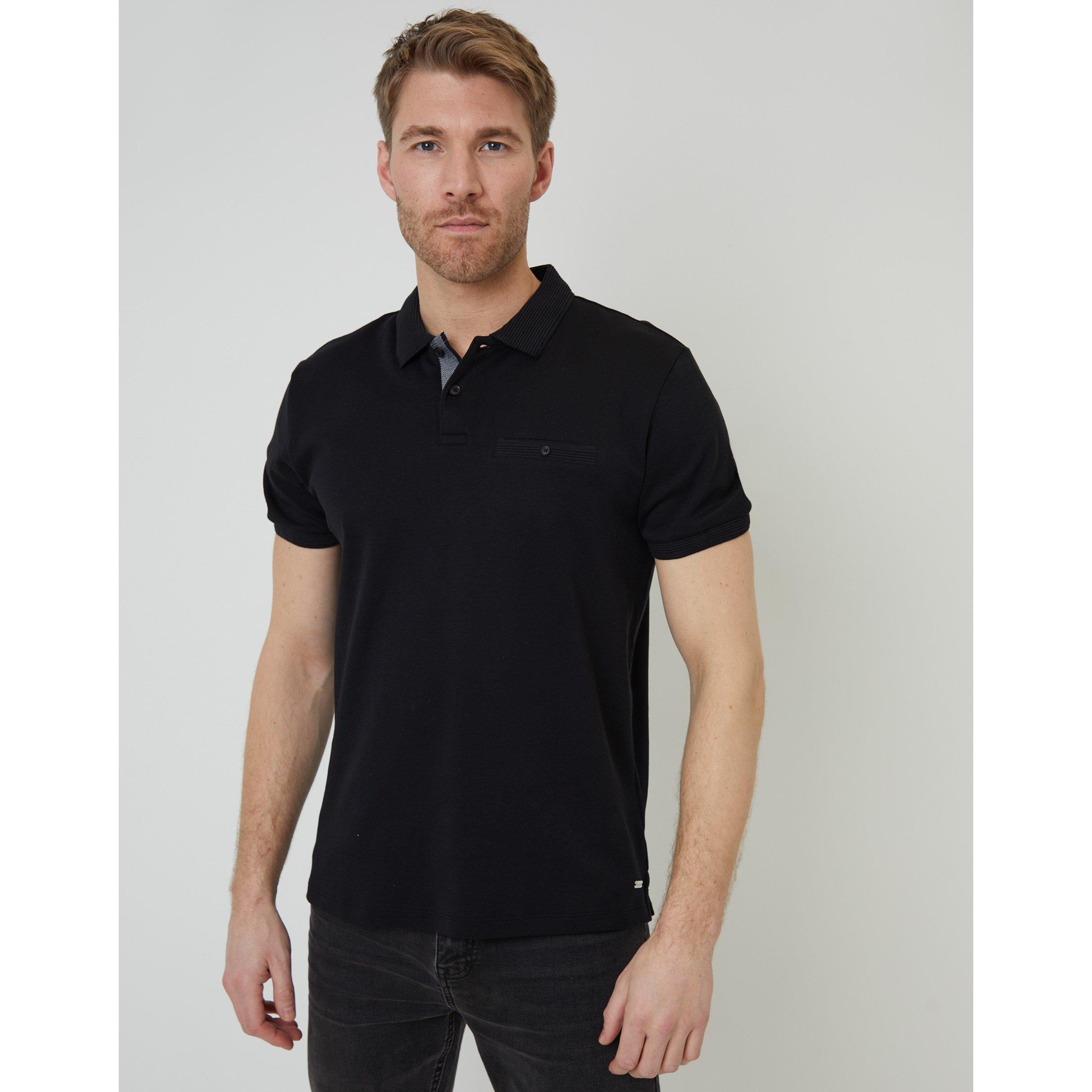 Threadbare Men's Tb Otto Short-Sleeve Polo Shirt - Black - Large