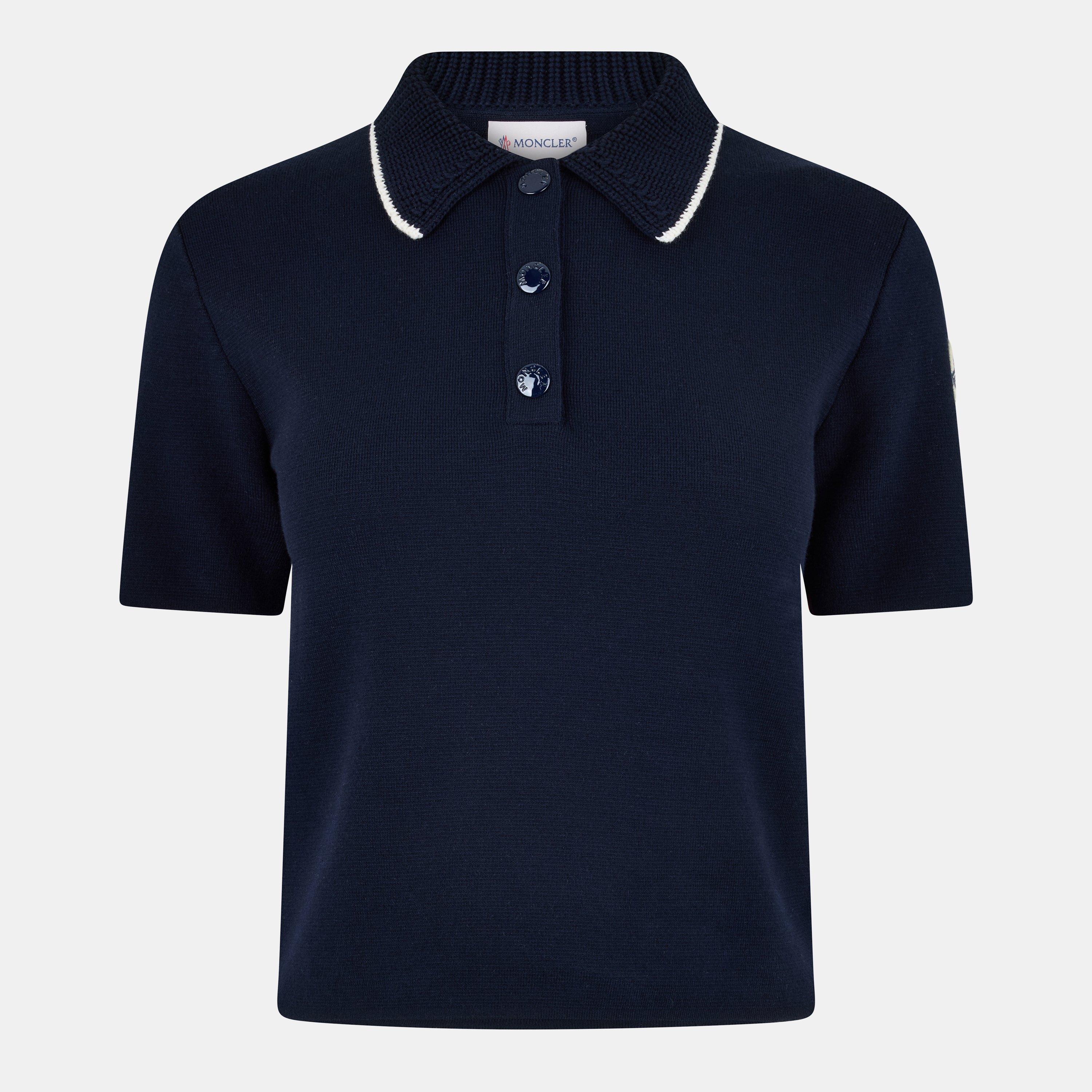 Moncler Women's Short Sleeve Polo Shirt - Navy 742 - Size 12 (M)