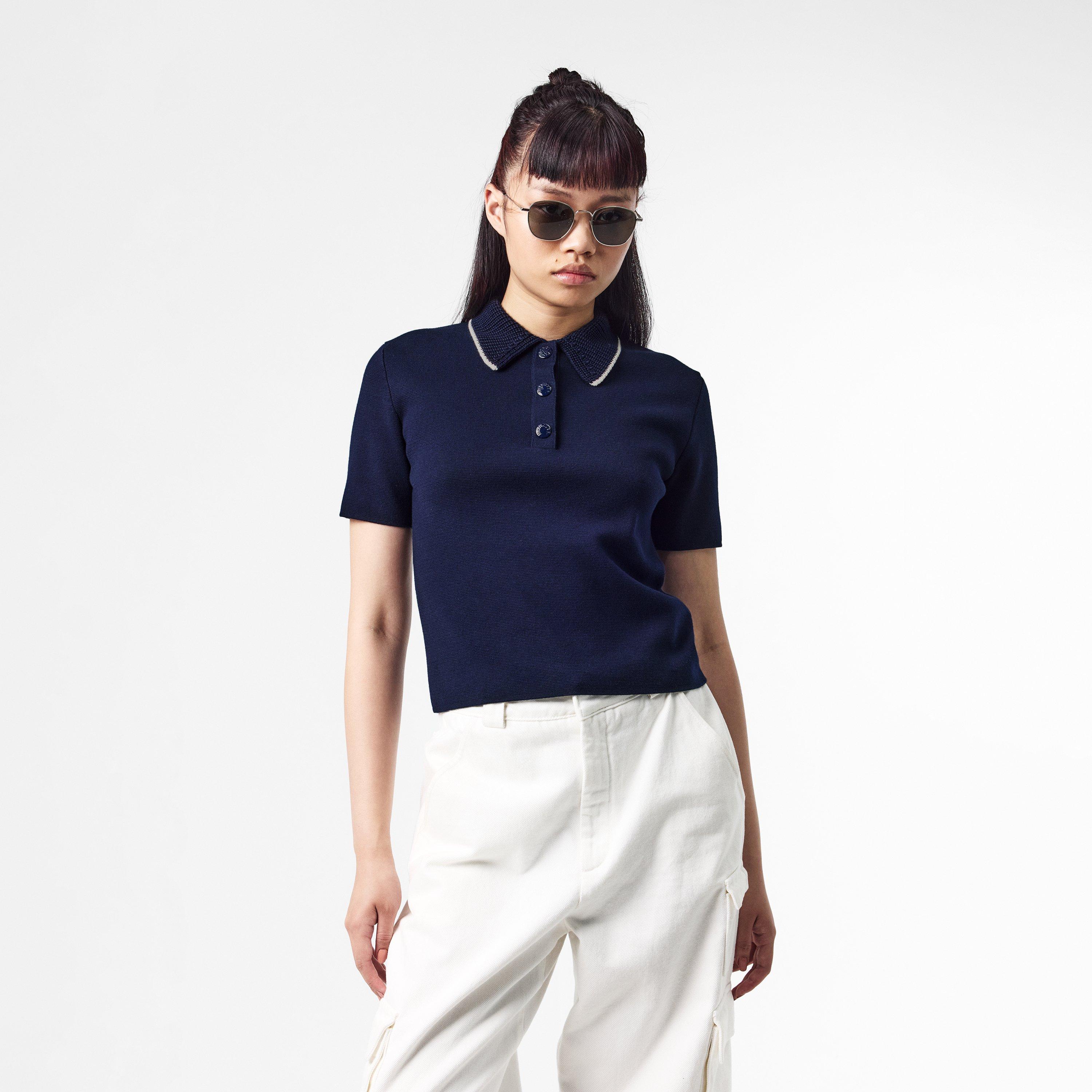 Navy 742 - Moncler - Women's Short-Sleeve Polo Shirt - 3