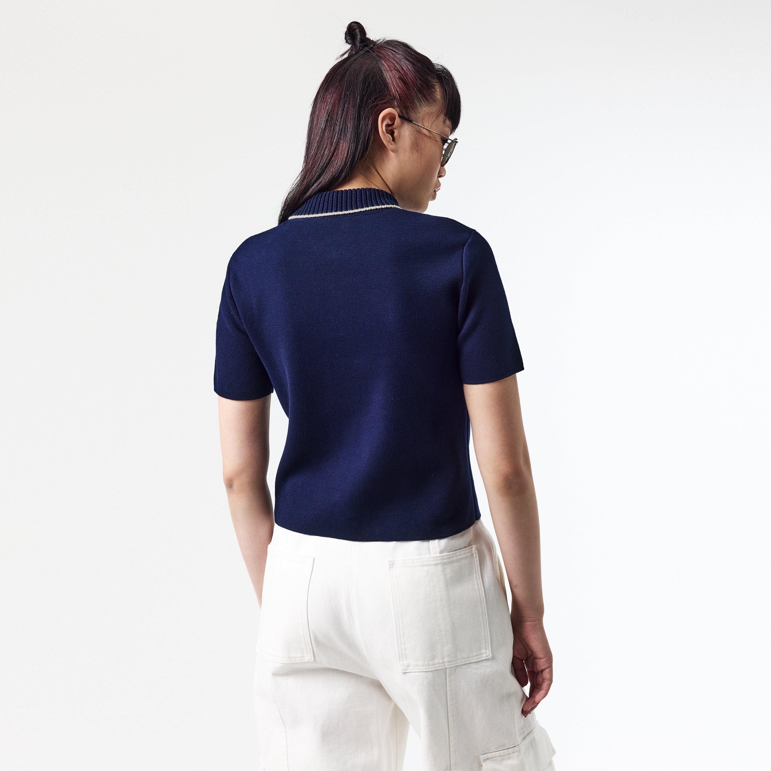 Navy 742 - Moncler - Women's Short-Sleeve Polo Shirt - 4