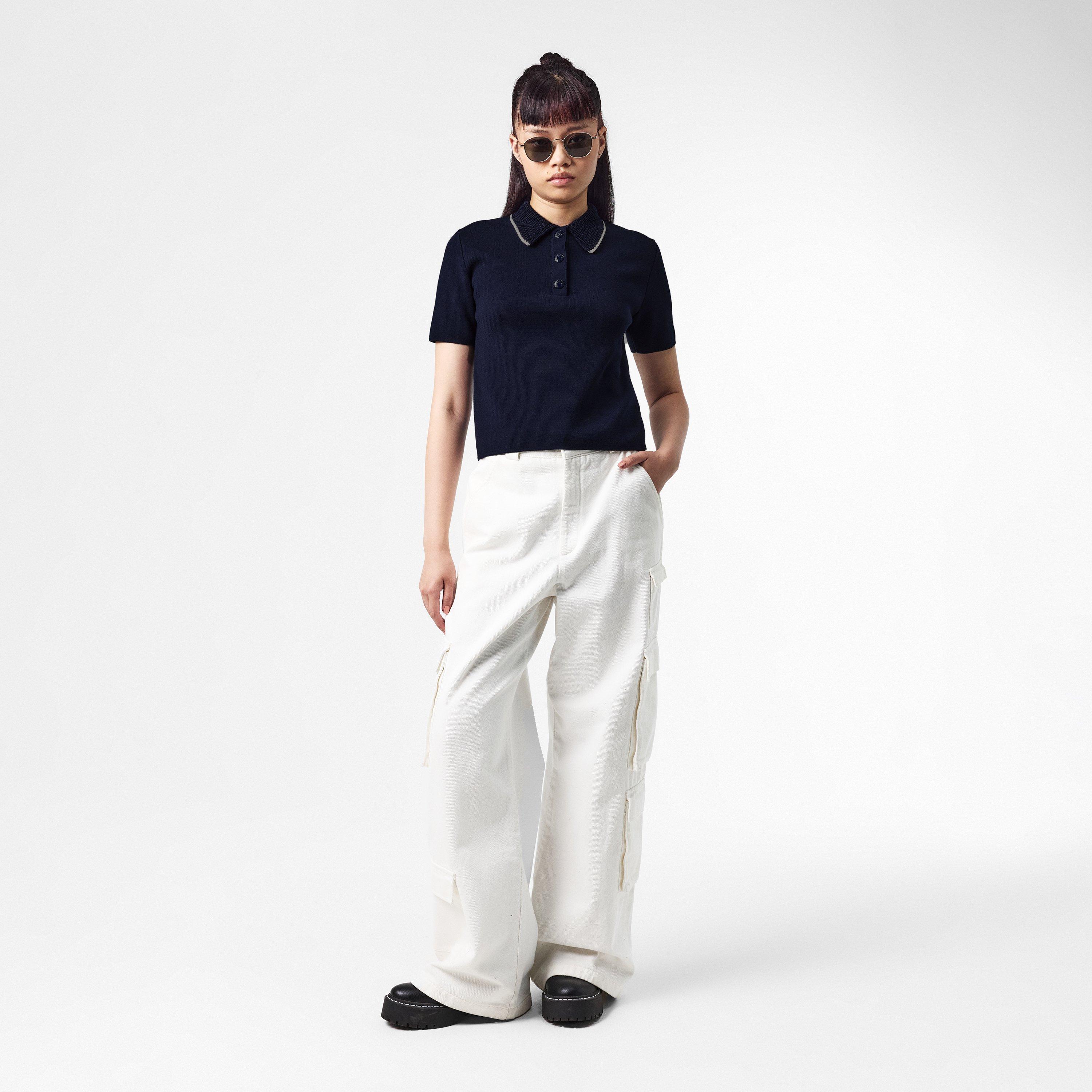 Navy 742 - Moncler - Women's Short-Sleeve Polo Shirt - 6