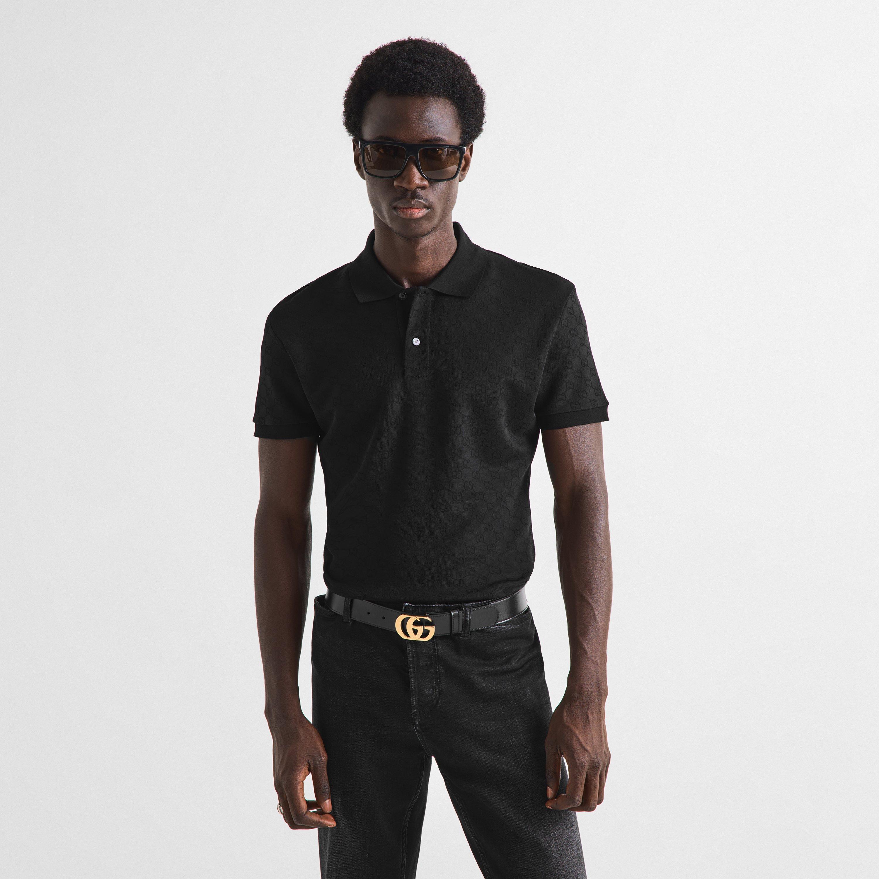 Black - Gucci - Men's GG All-Over Short-Sleeve Polo - 3