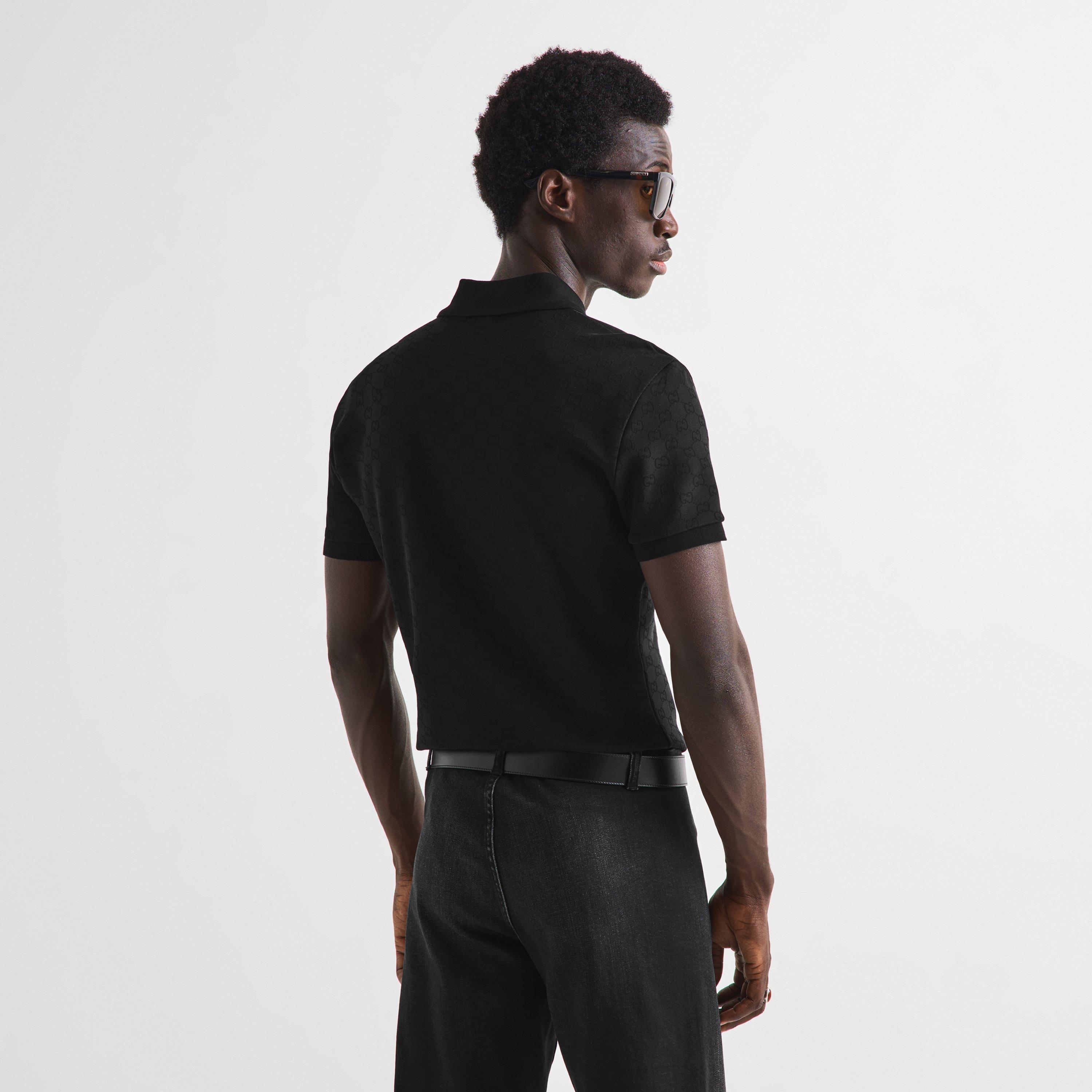 Black - Gucci - Men's GG All-Over Short-Sleeve Polo - 4