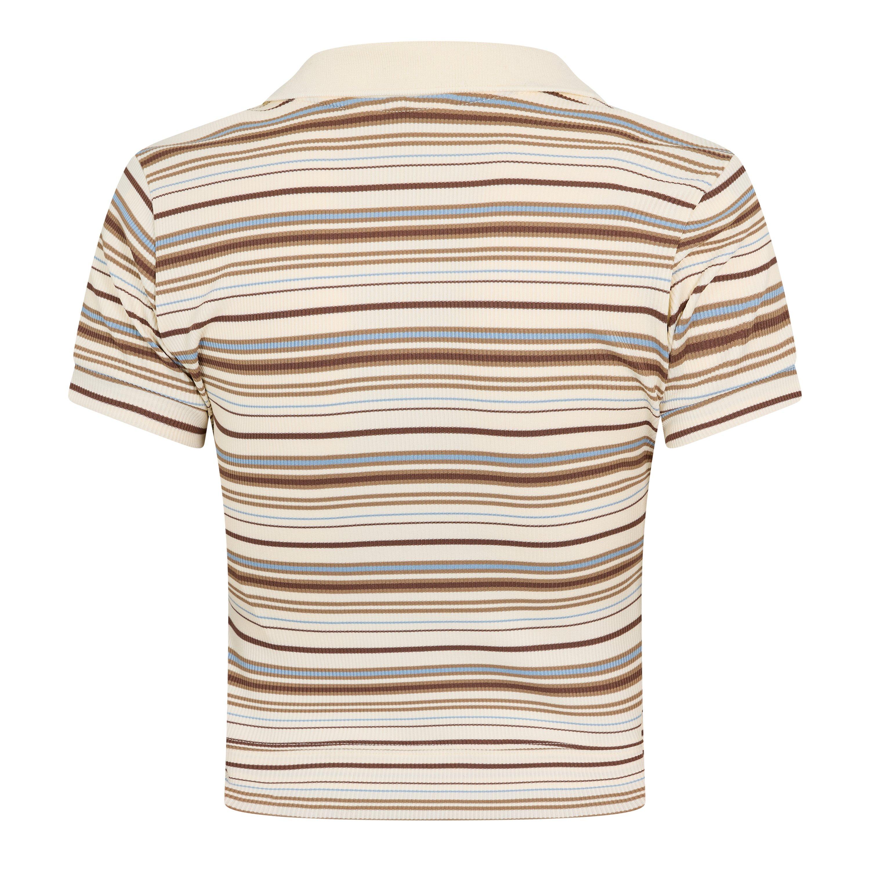 Beige - The Couture Club - Womens Striped Polo Shirt - 2