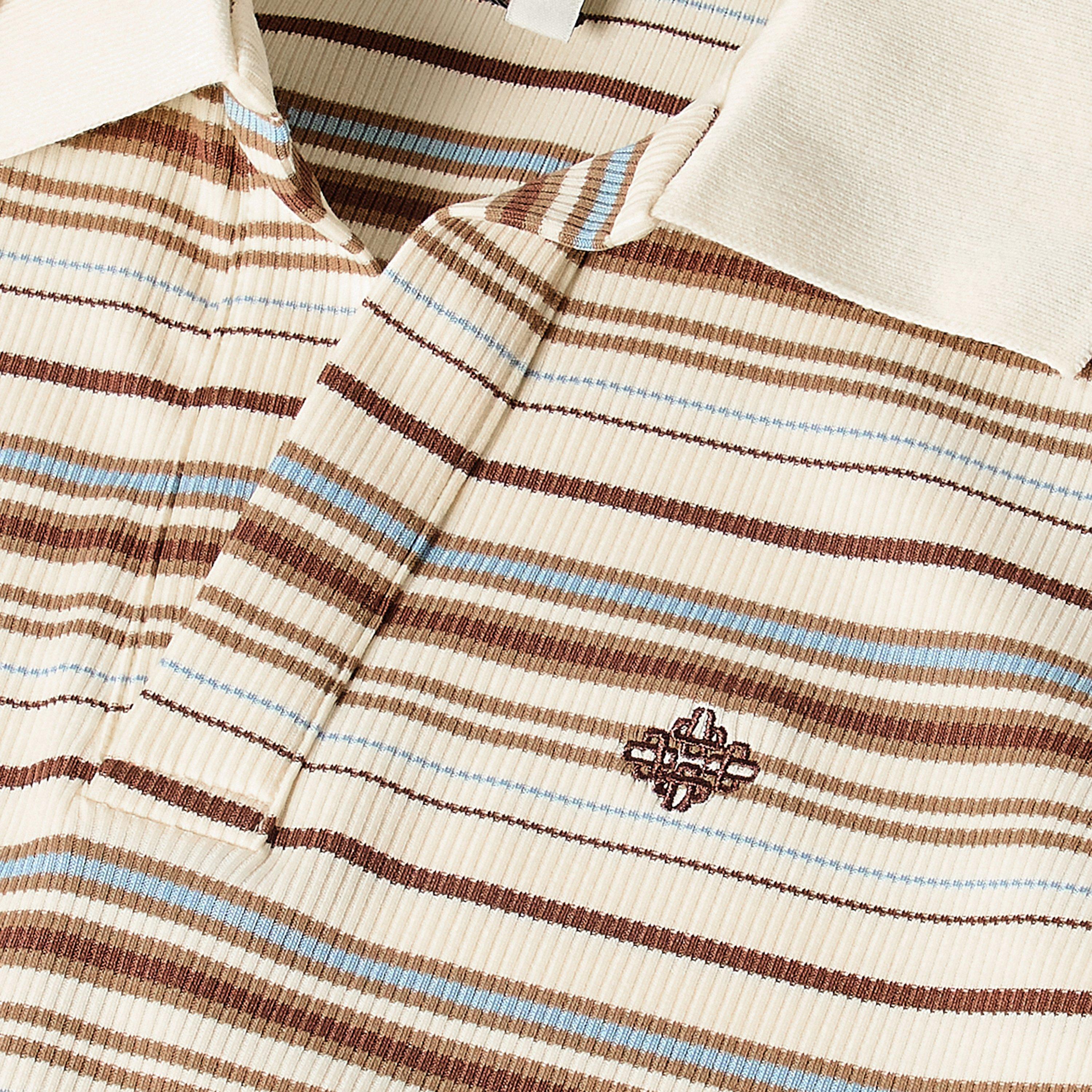 Beige - The Couture Club - Womens Striped Polo Shirt - 5