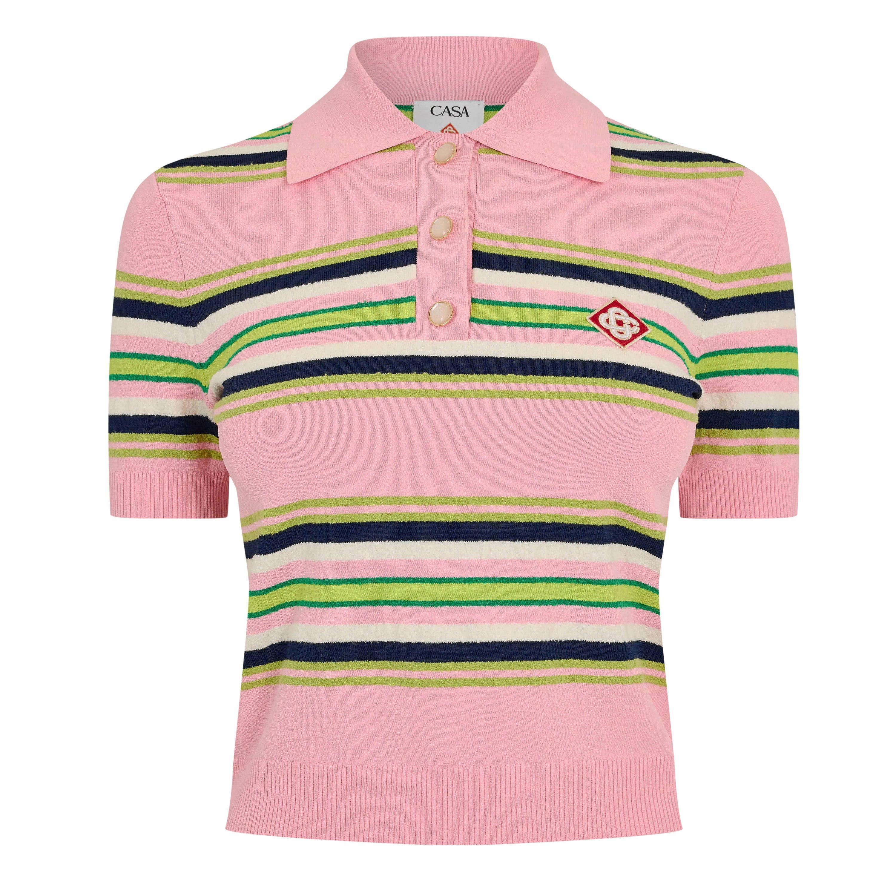 Casablanca Women's Fitted Short Sleeve Polo Shirt - Pink - Size 12 (M)