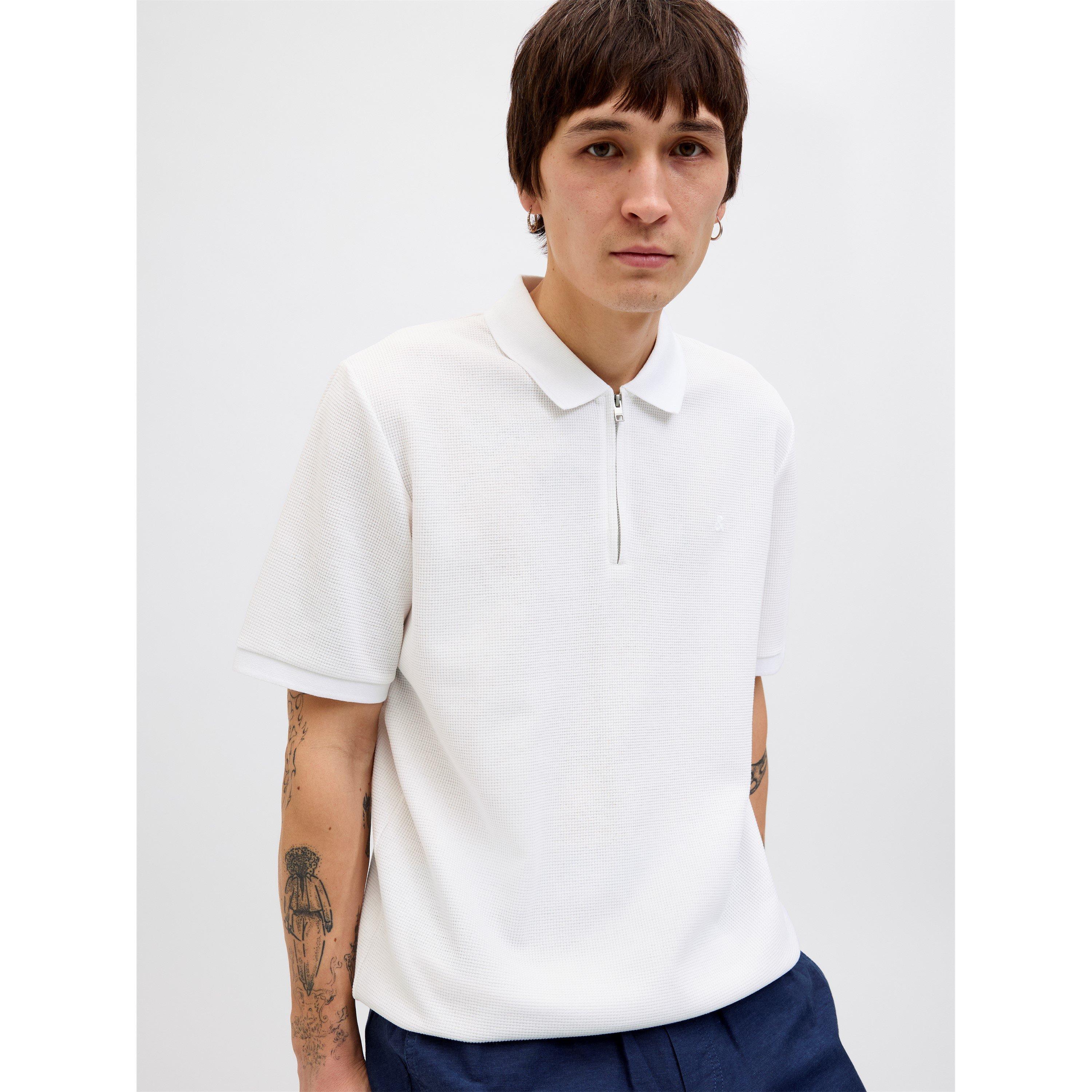 Jack And Jones Men's Austin Zip Polo - White Classic - 2XL