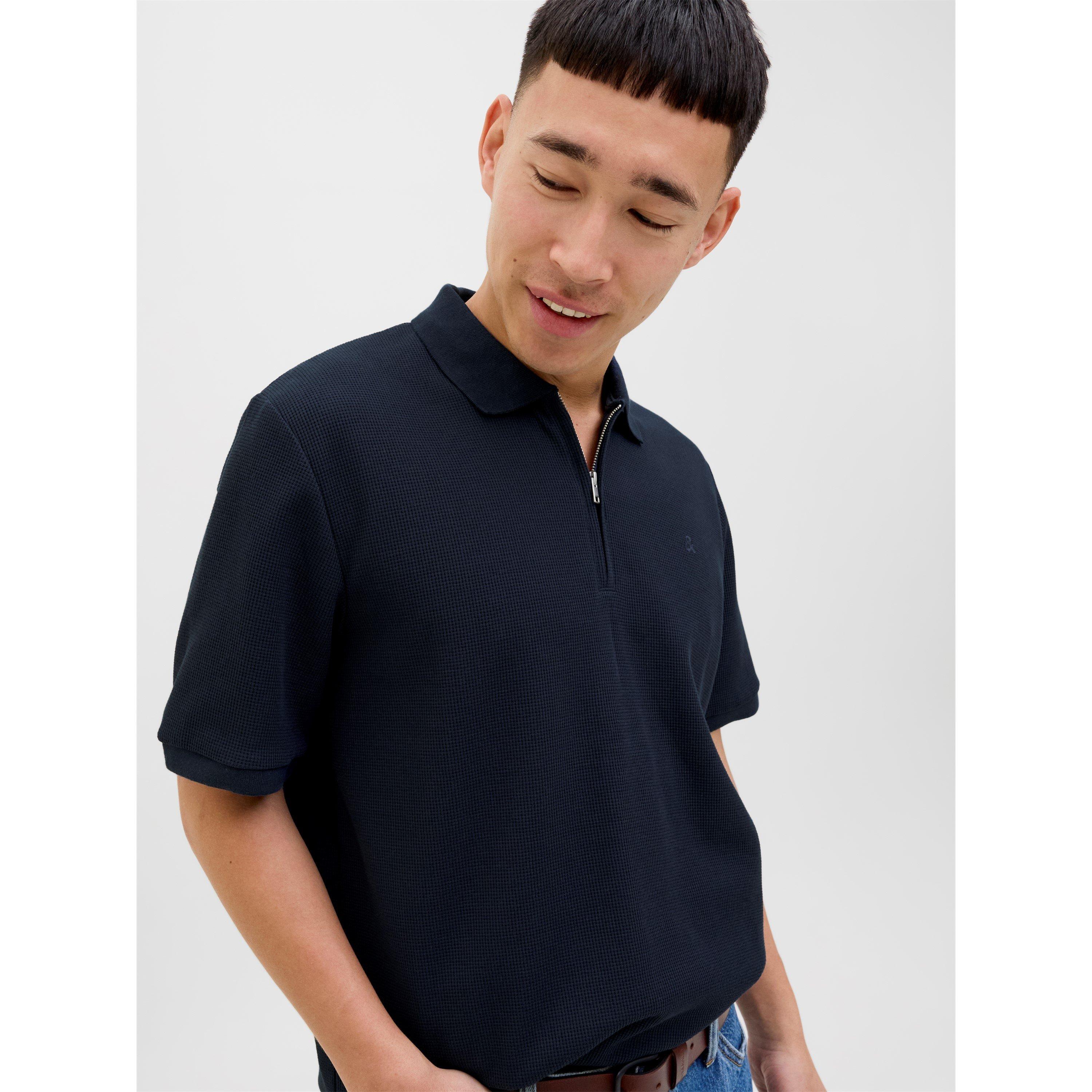 Jack And Jones Men's Austin Zip Polo - Navy Blazer - M