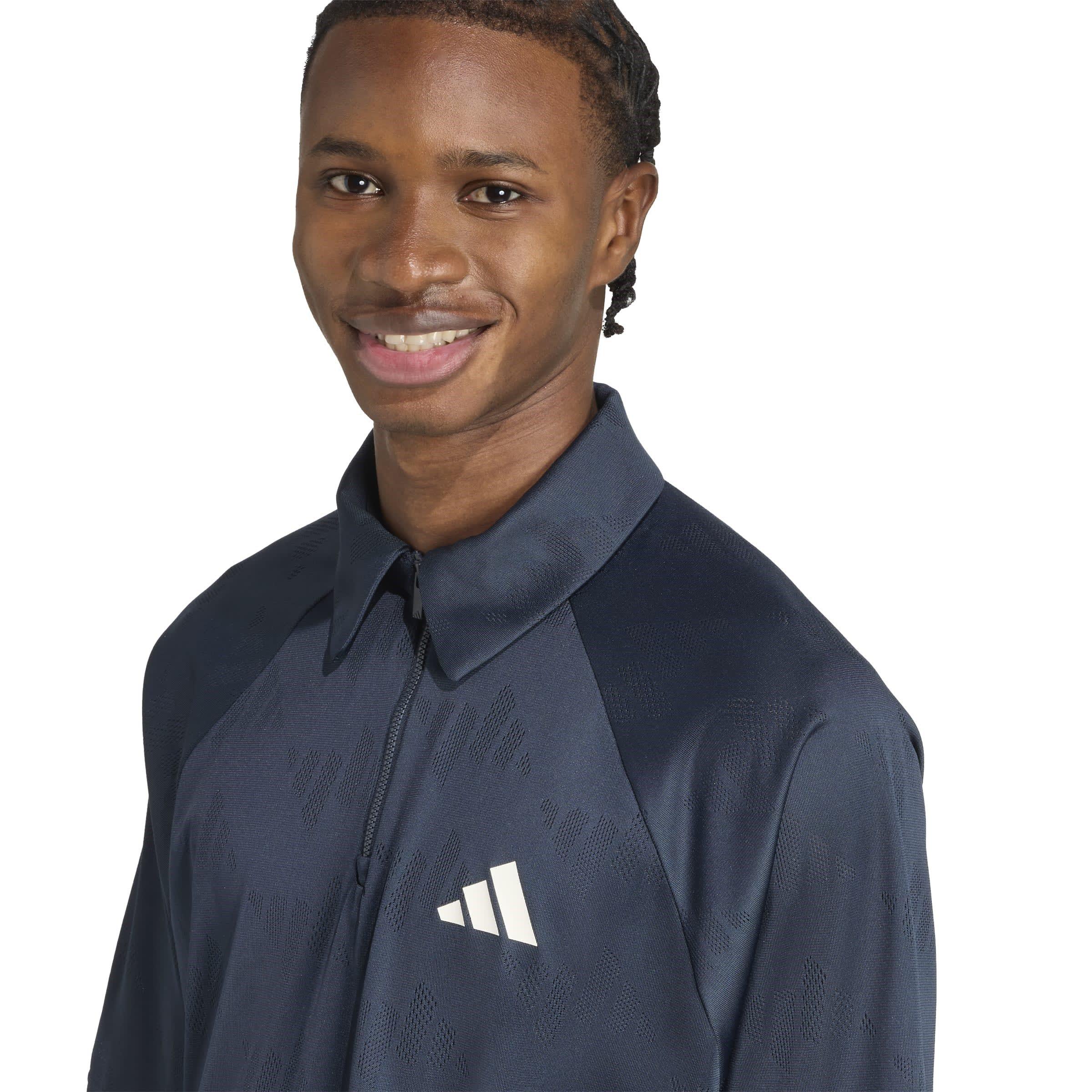 Aur.Ink/OffWht - adidas - Stadium Jacquard Mens Polo Shirt - 4