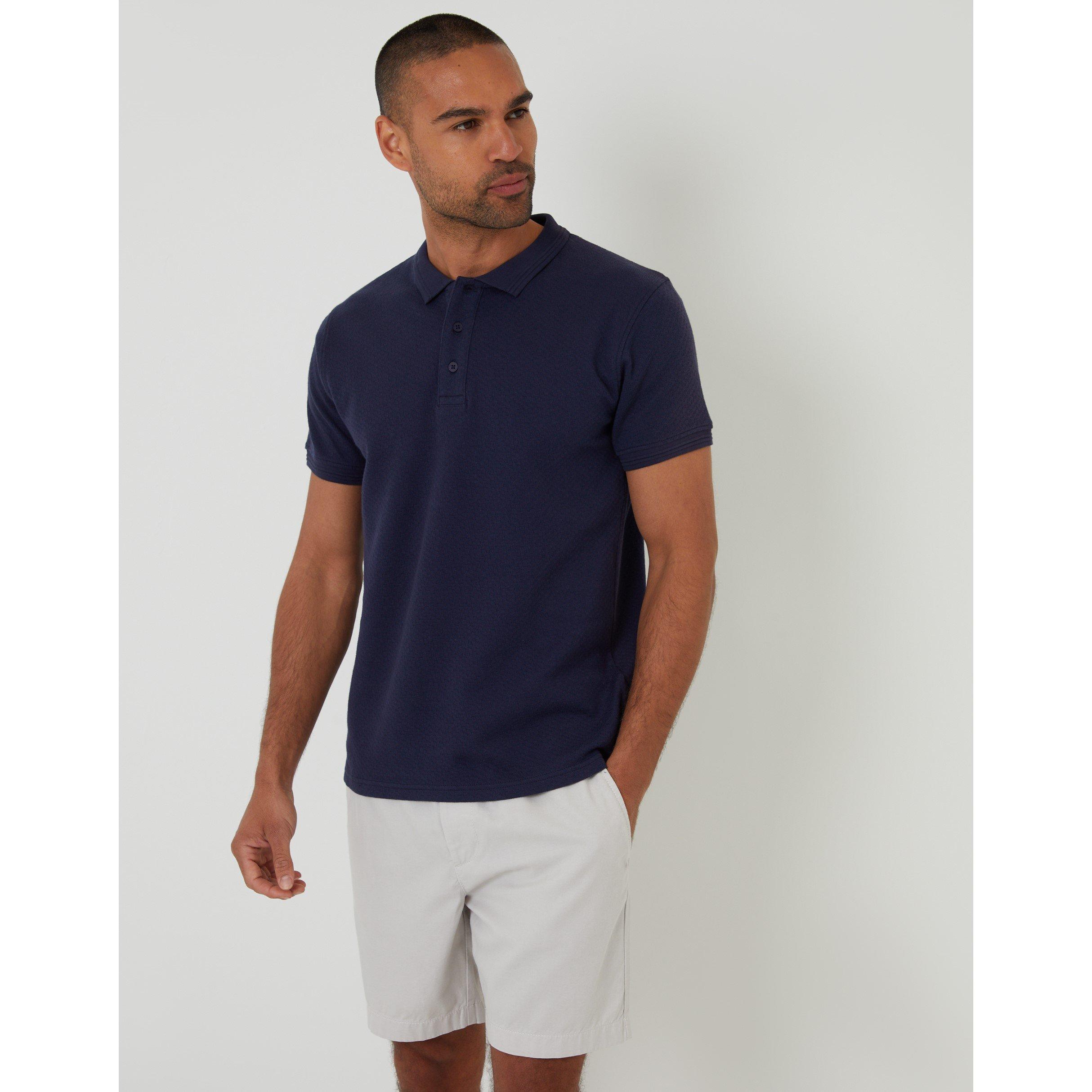 Threadbare Men's Rocco Short-Sleeve Polo Shirt - Navy - Medium