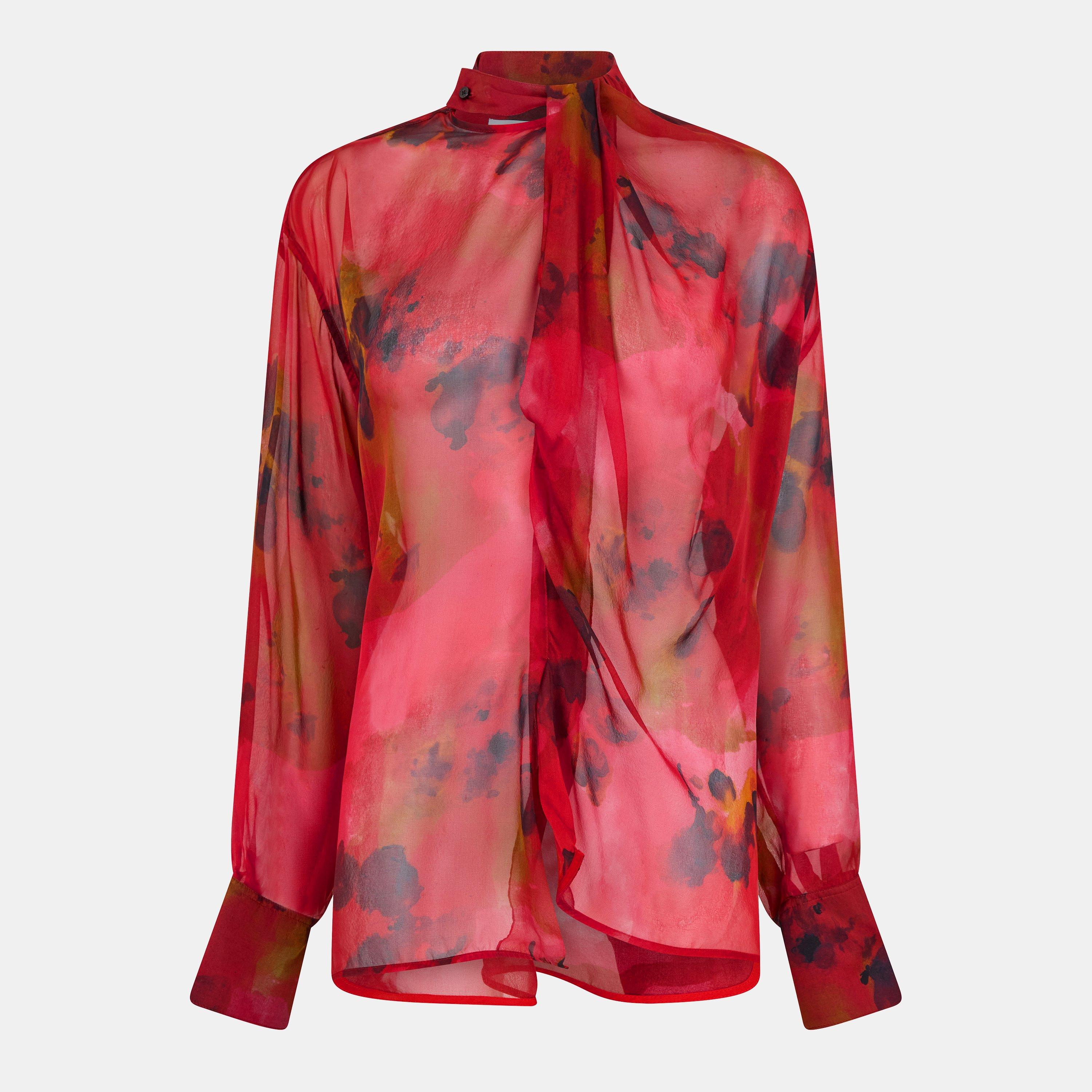 Raspberry - Victoria Beckham - Women's Long-Sleeve Blouse - 1