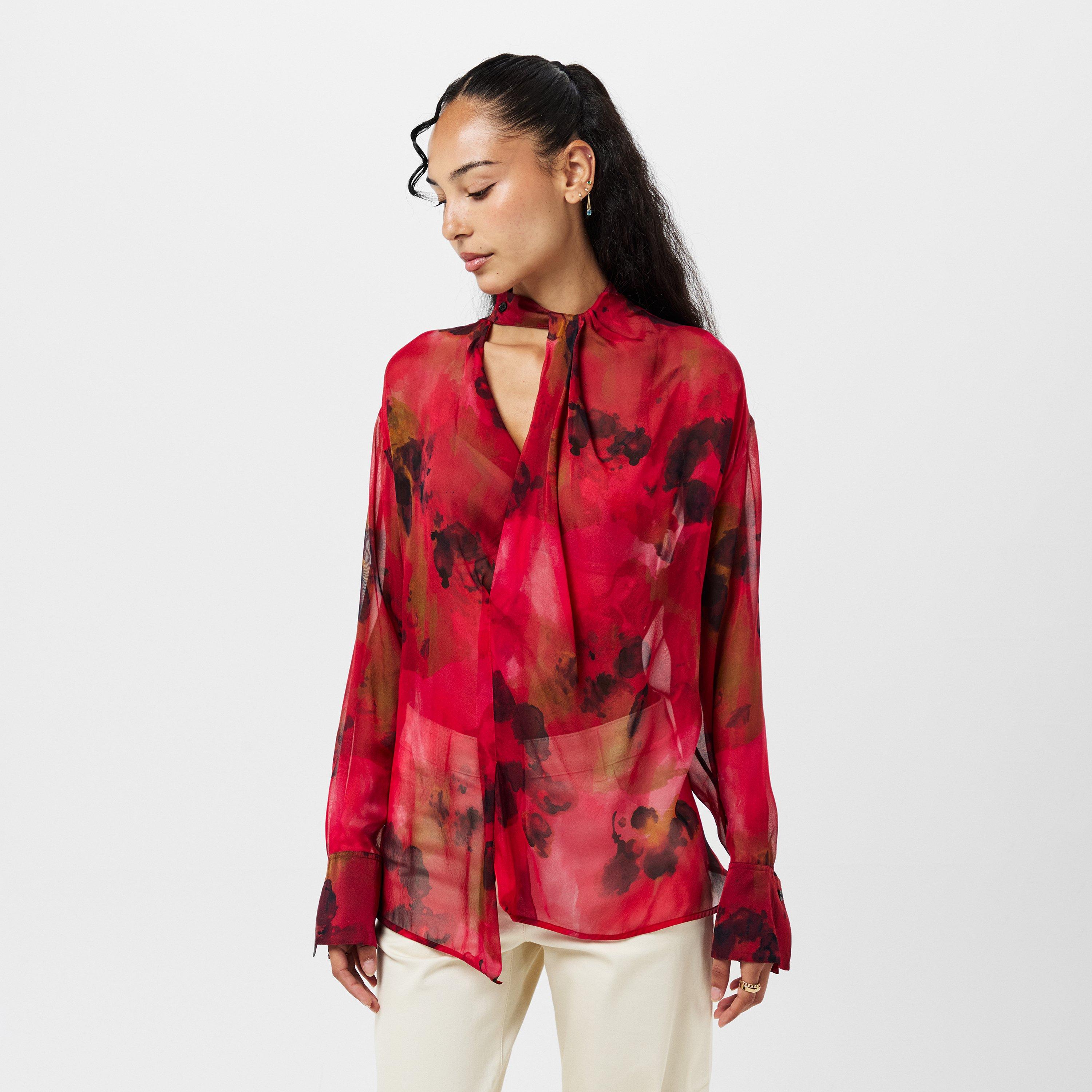 Raspberry - Victoria Beckham - Women's Long-Sleeve Blouse - 3